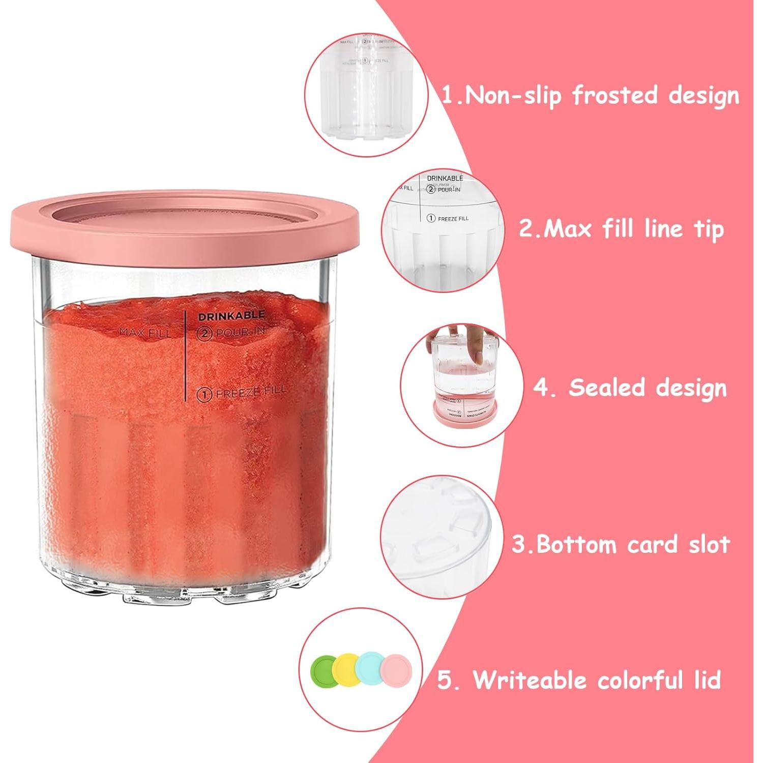 Paquete de 4 Contenedores Ninja Creami Deluxe 24 OZ con Tapas