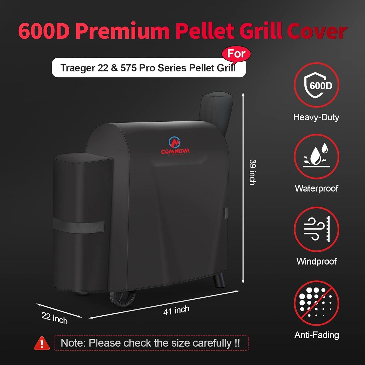 Cubierta de Parrilla Comnova 600D para Traeger Pro 22 y 575
