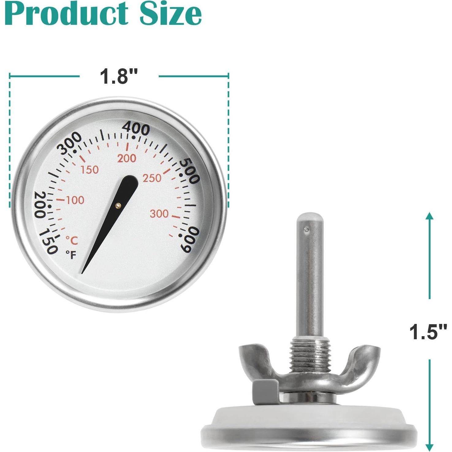 60540 7581 67031 Grill Lid Thermometer for Weber Charcoal, Spirit, Q Grill, Temperature Gauge for Spirit I & II 200 and 300 Series, Weber 22" Kettles, Q 120/220/300/320, Traveler Portable Gas Grill