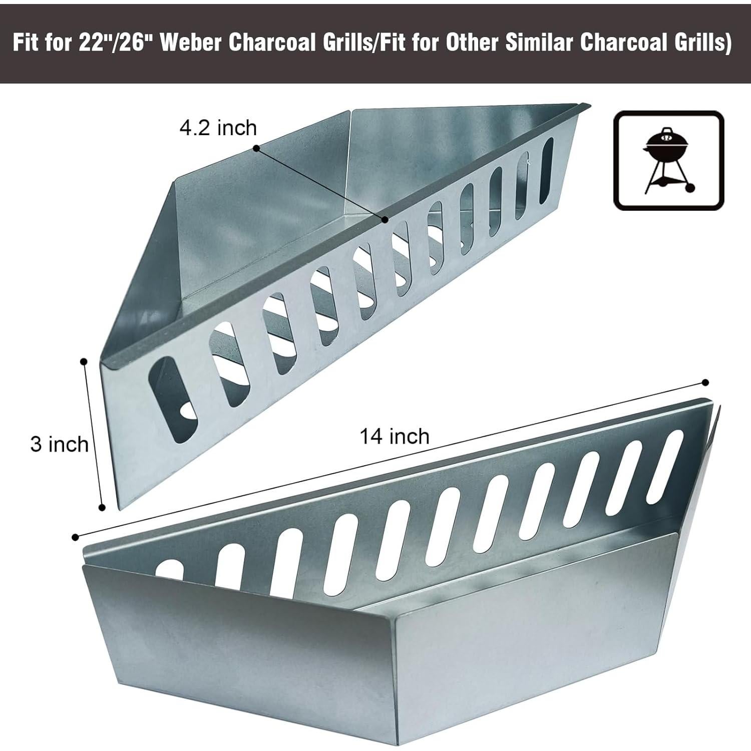 Cesta de Carbón BBQCuker para Parrillas Weber 22/26" (36.07x10.16x7.62 cm)