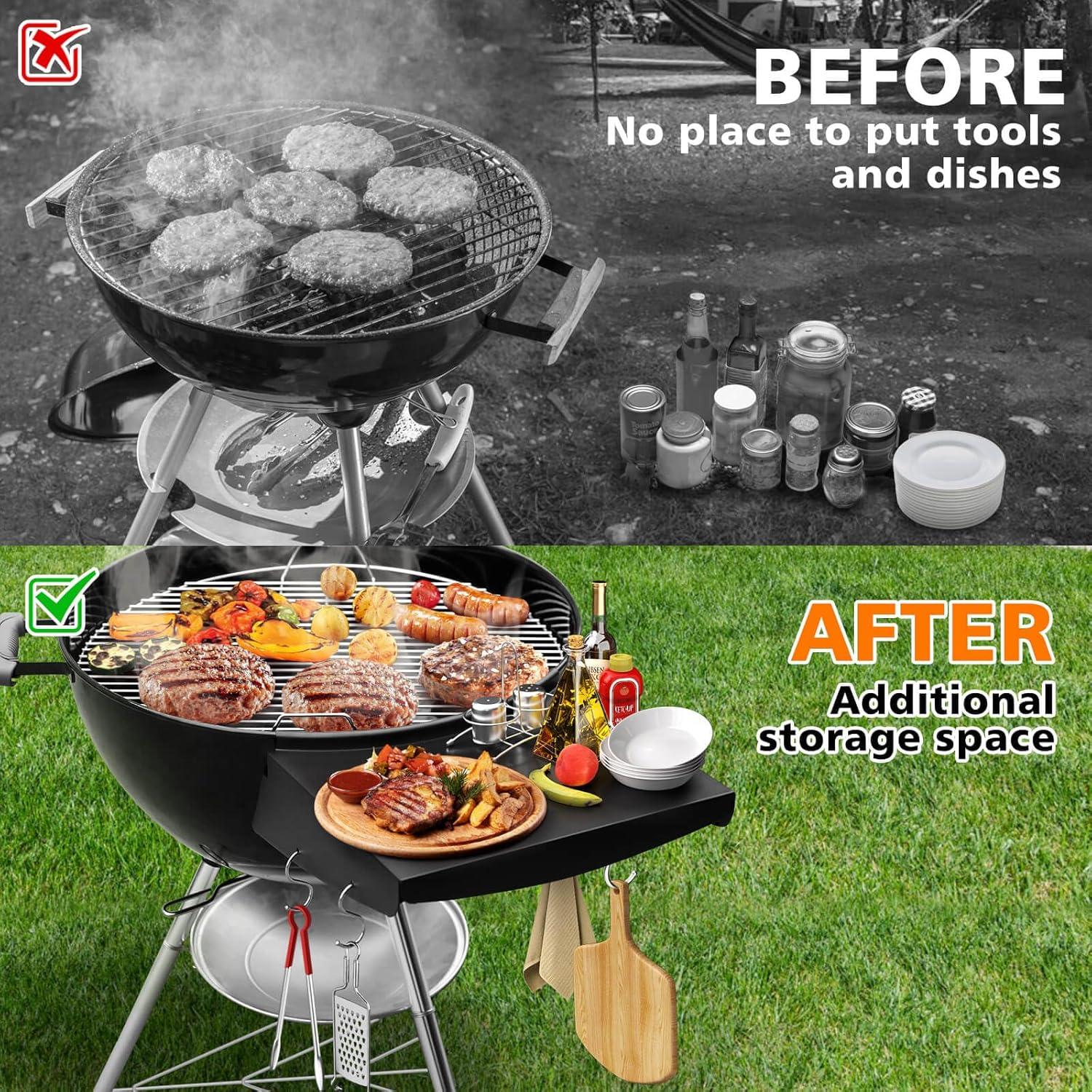 Estante Lateral y Soporte para Tapa GRISUN para Parrilla Weber 22"