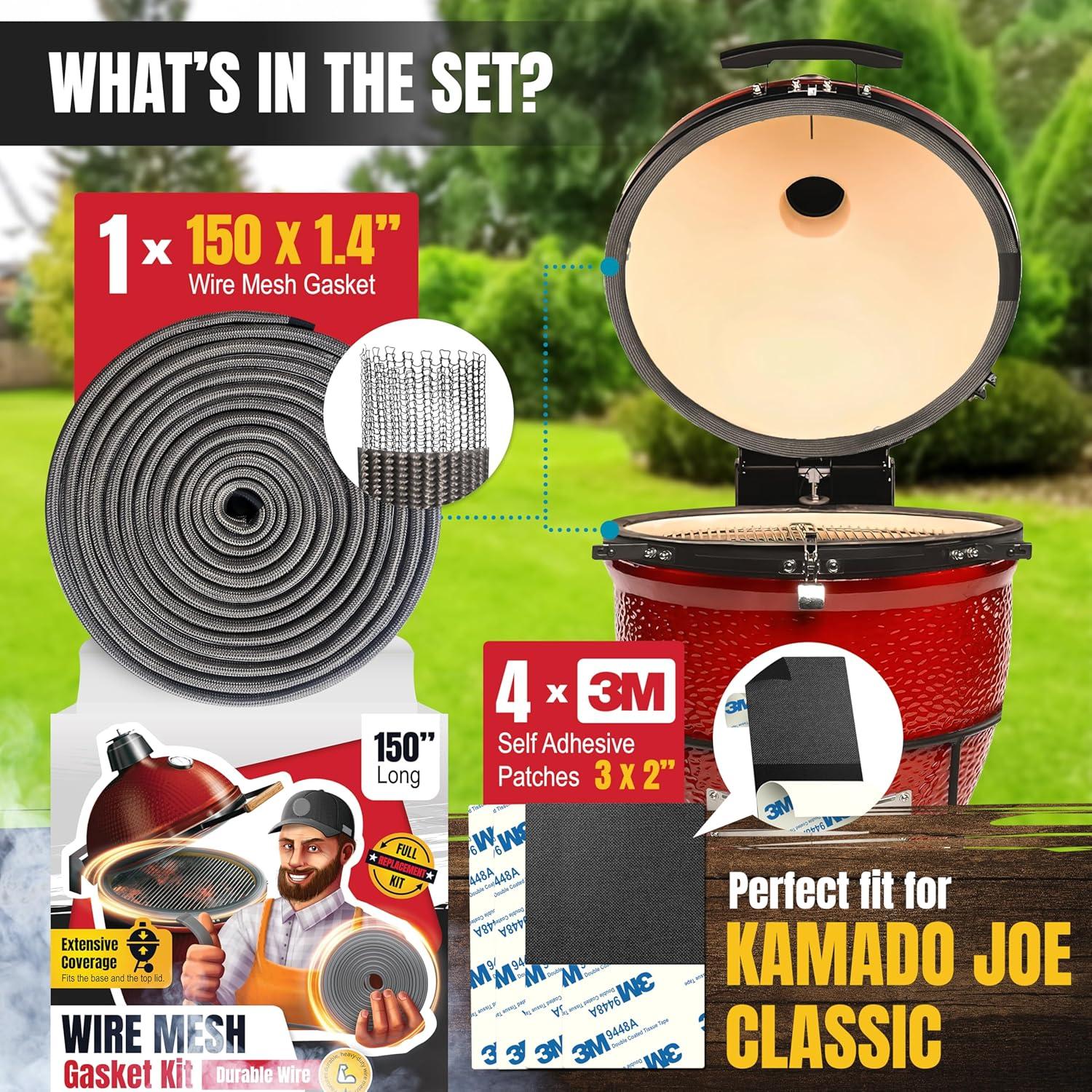 Kit de Junta de Malla Metálica Smoker Chef 150 cm para Kamado Joe