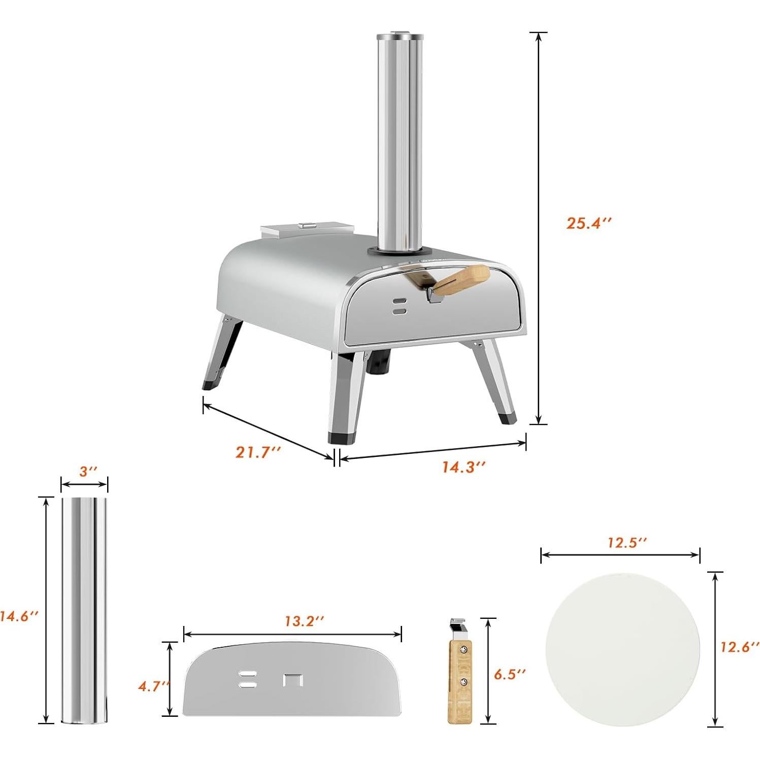 Horno de Pizza Exterior aidpiza SP120 12" Rotativo con Termómetro