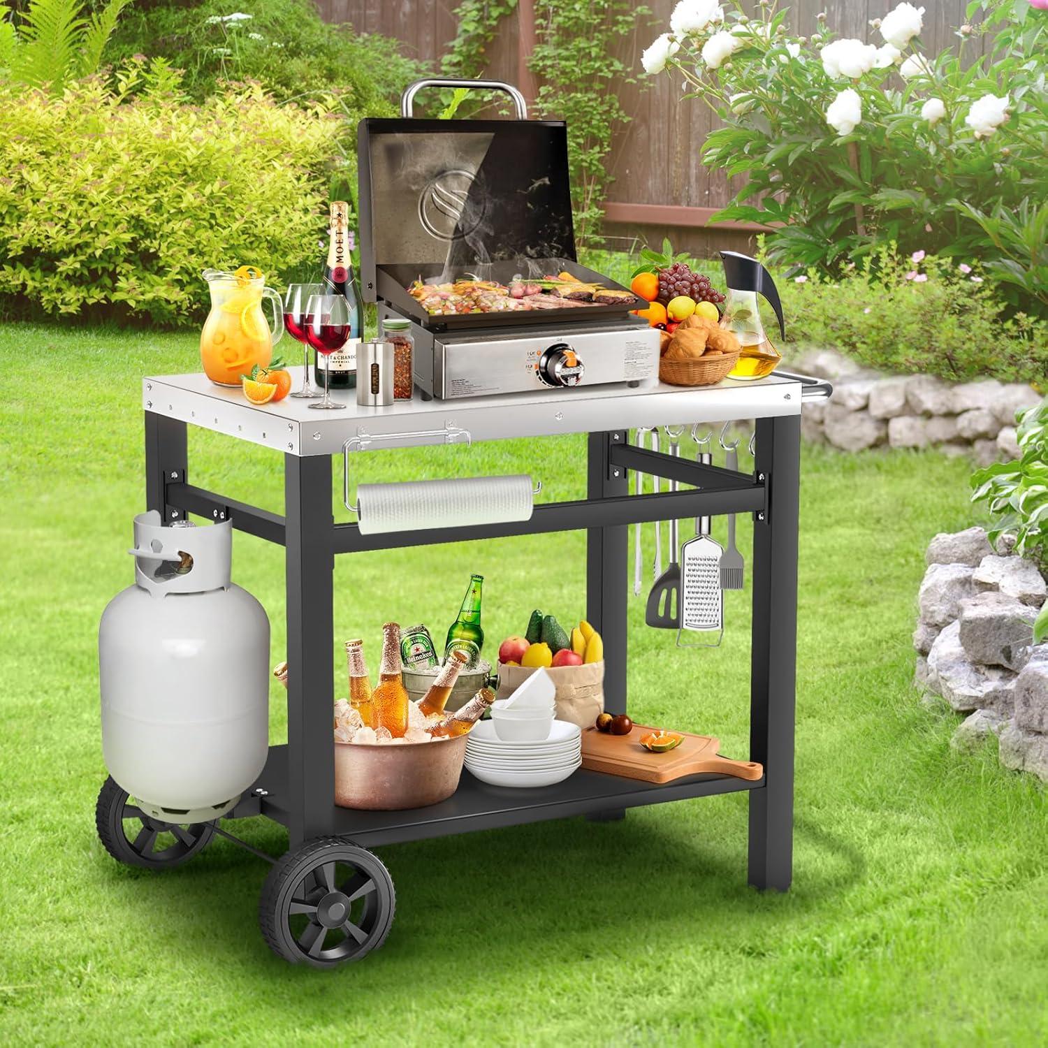 Mesa de Parrilla Doble Estante GRILL FORCE 85.1x53.8 cm