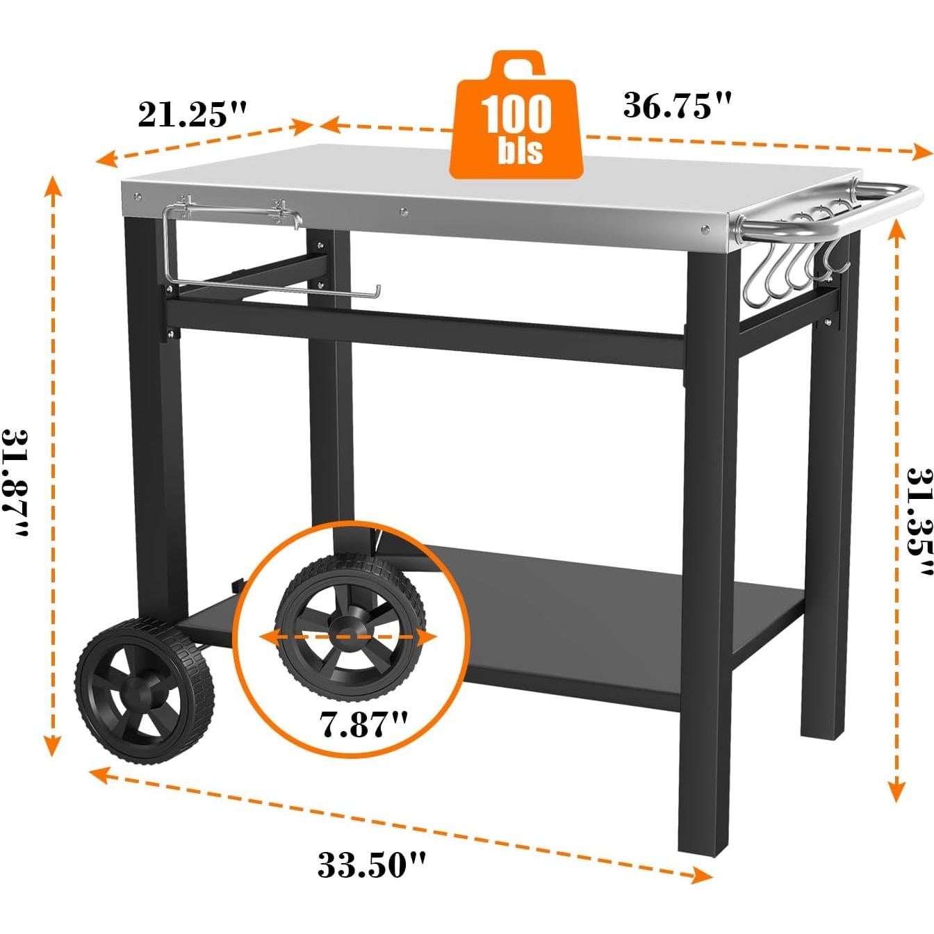 Mesa de Parrilla Doble Estante GRILL FORCE 85.1x53.8 cm