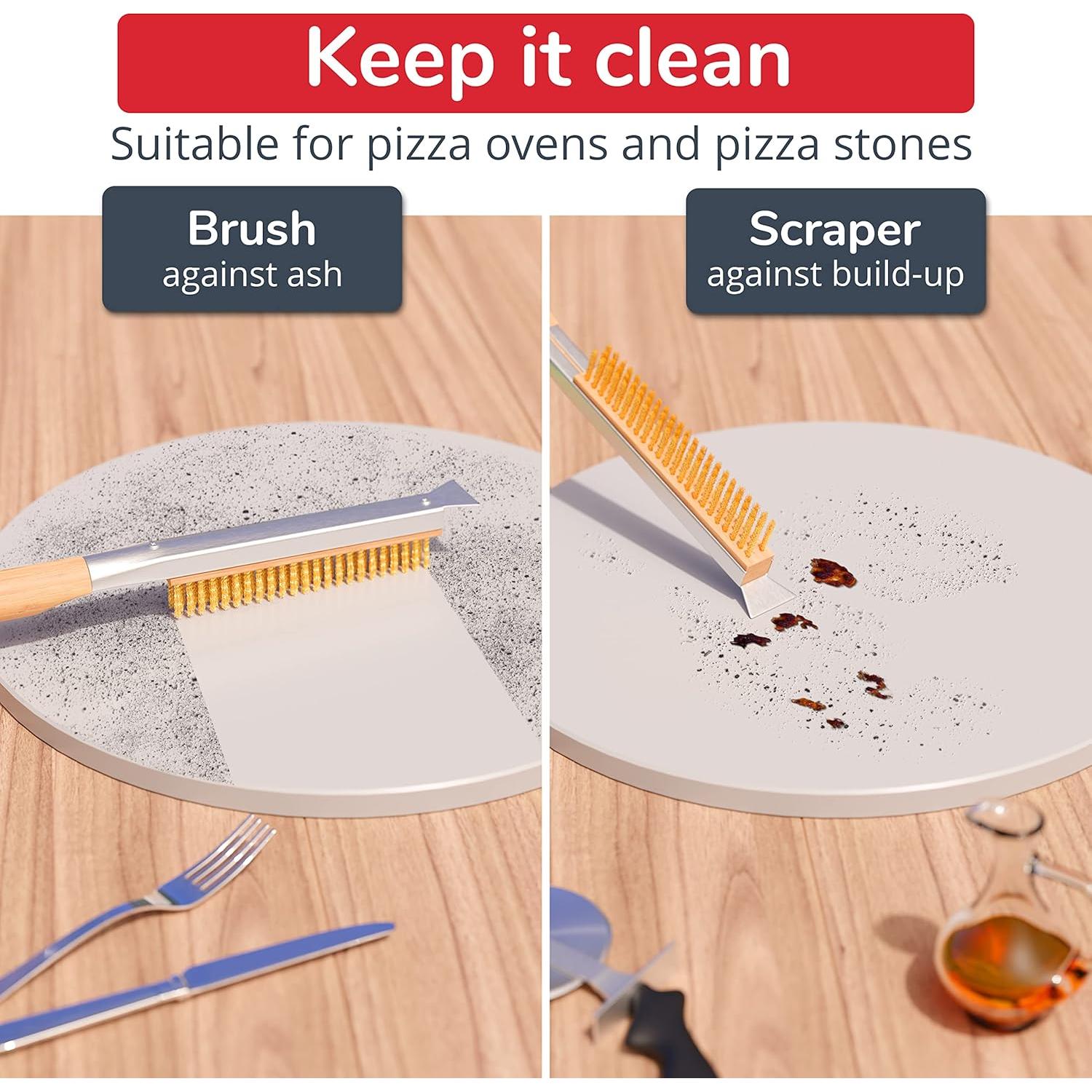 Cepillo para horno de pizza Senwosa 66 cm con raspador y cabezal