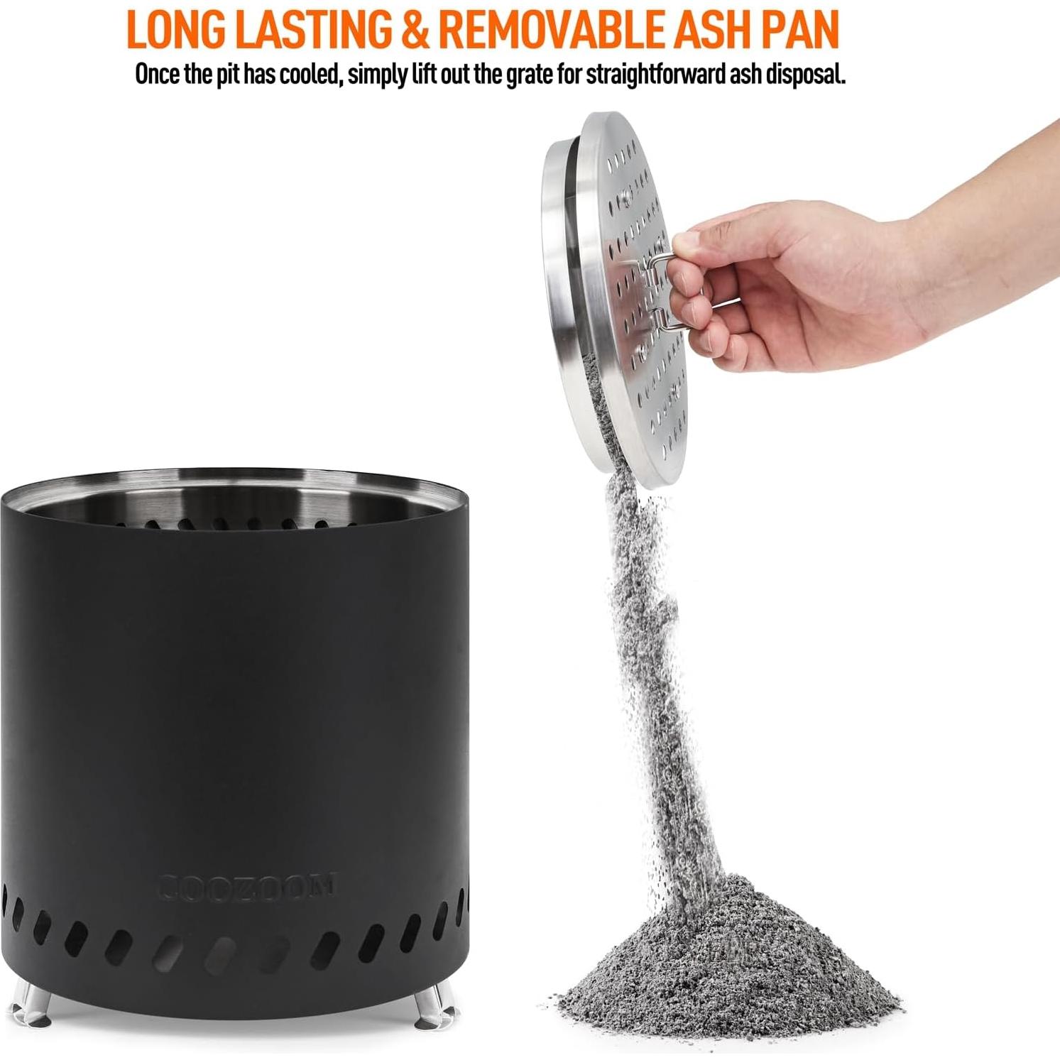 Hoguera de Mesa Portátil COOZOOM 22 cm Acero Inoxidable Bajo Humo