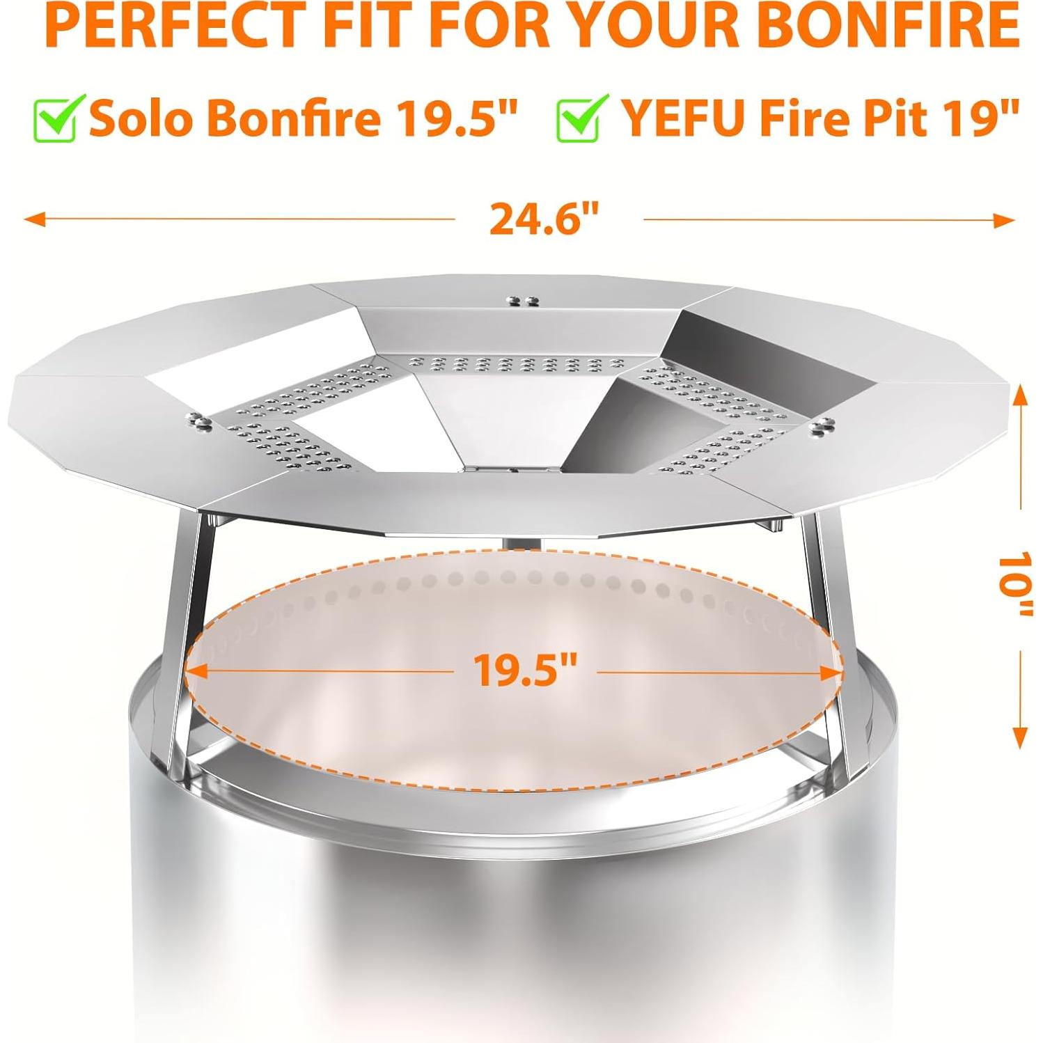 Deflector de Calor Uniflasy para Fogata Bonfire 62.5 cm Acero Inoxidable