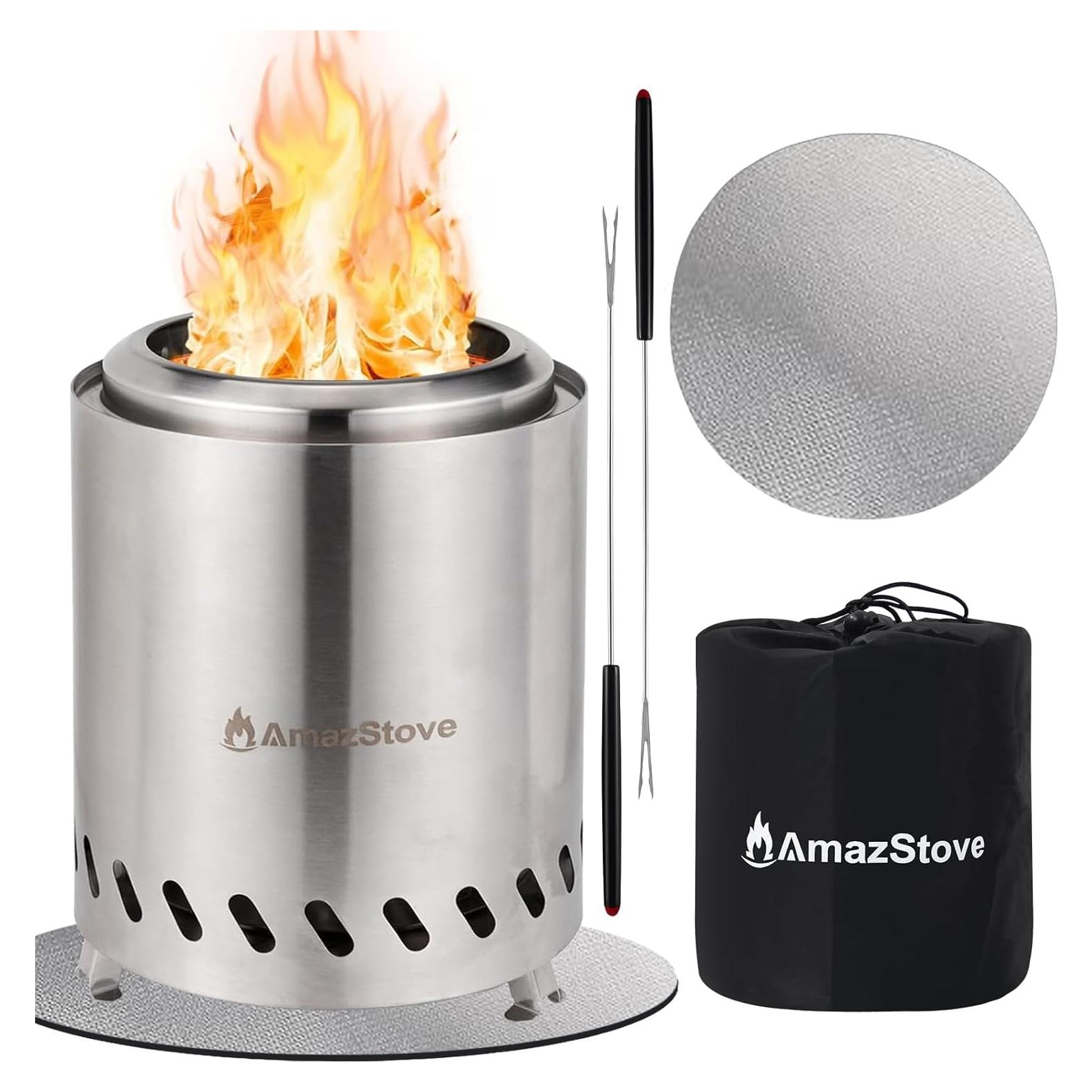 Mesa de fuego AmazStove 24.6 cm Acero Inoxidable Plata