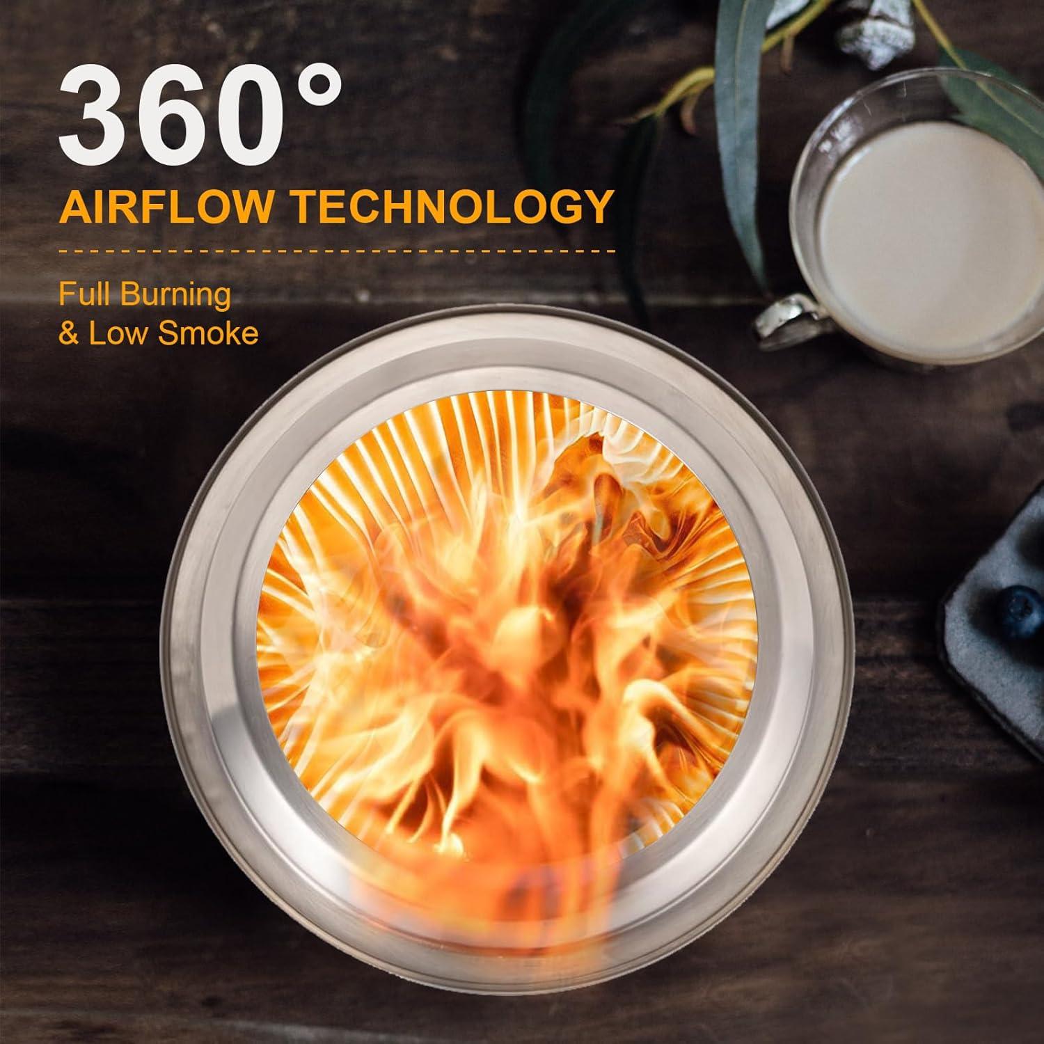 Mesa de fuego AmazStove 24.6 cm Acero Inoxidable Plata