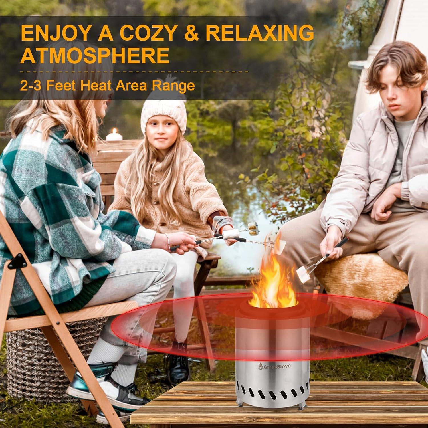 Mesa de fuego AmazStove 24.6 cm Acero Inoxidable Plata