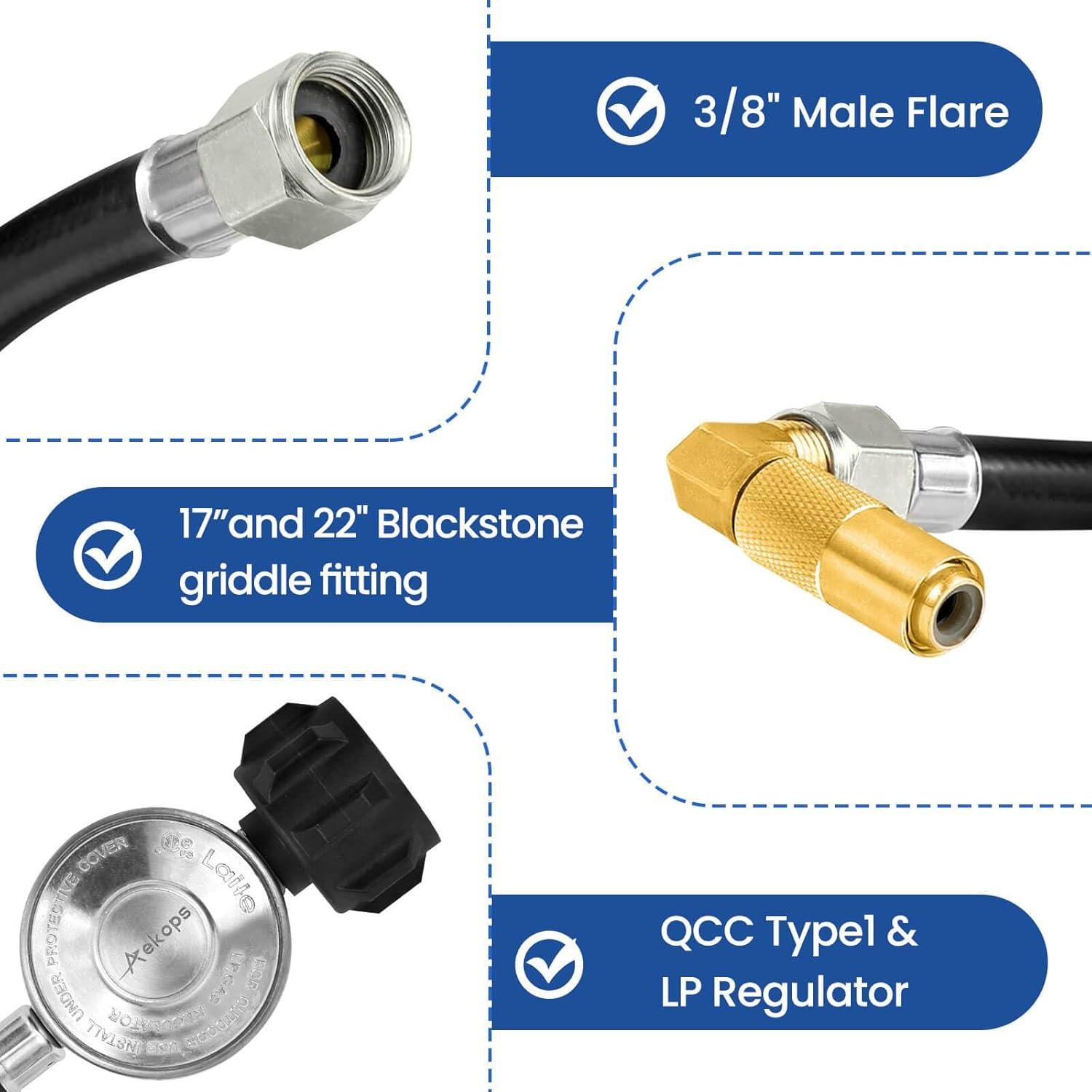 Manguera de Propano de 1.52m Aekops con Regulador y Adaptador