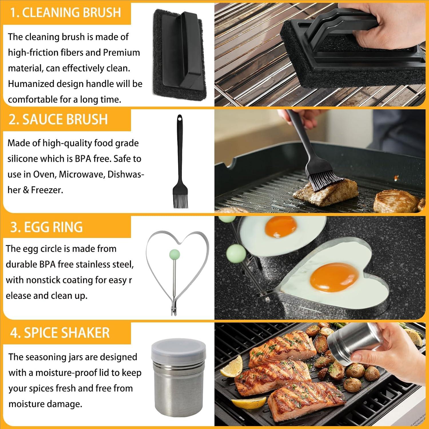 Kit de Accesorios para Parrilla JXWING 150 Piezas Acero Inoxidable