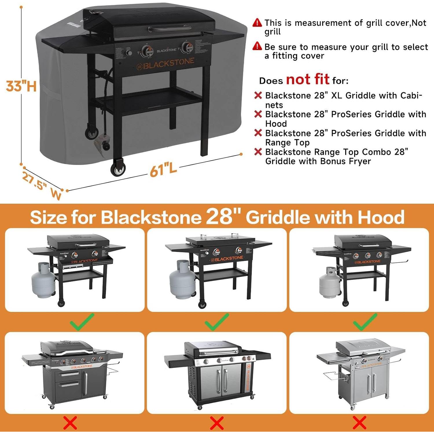 Cubierta para Plancha Blackstone 28" PasWith 600D Impermeable
