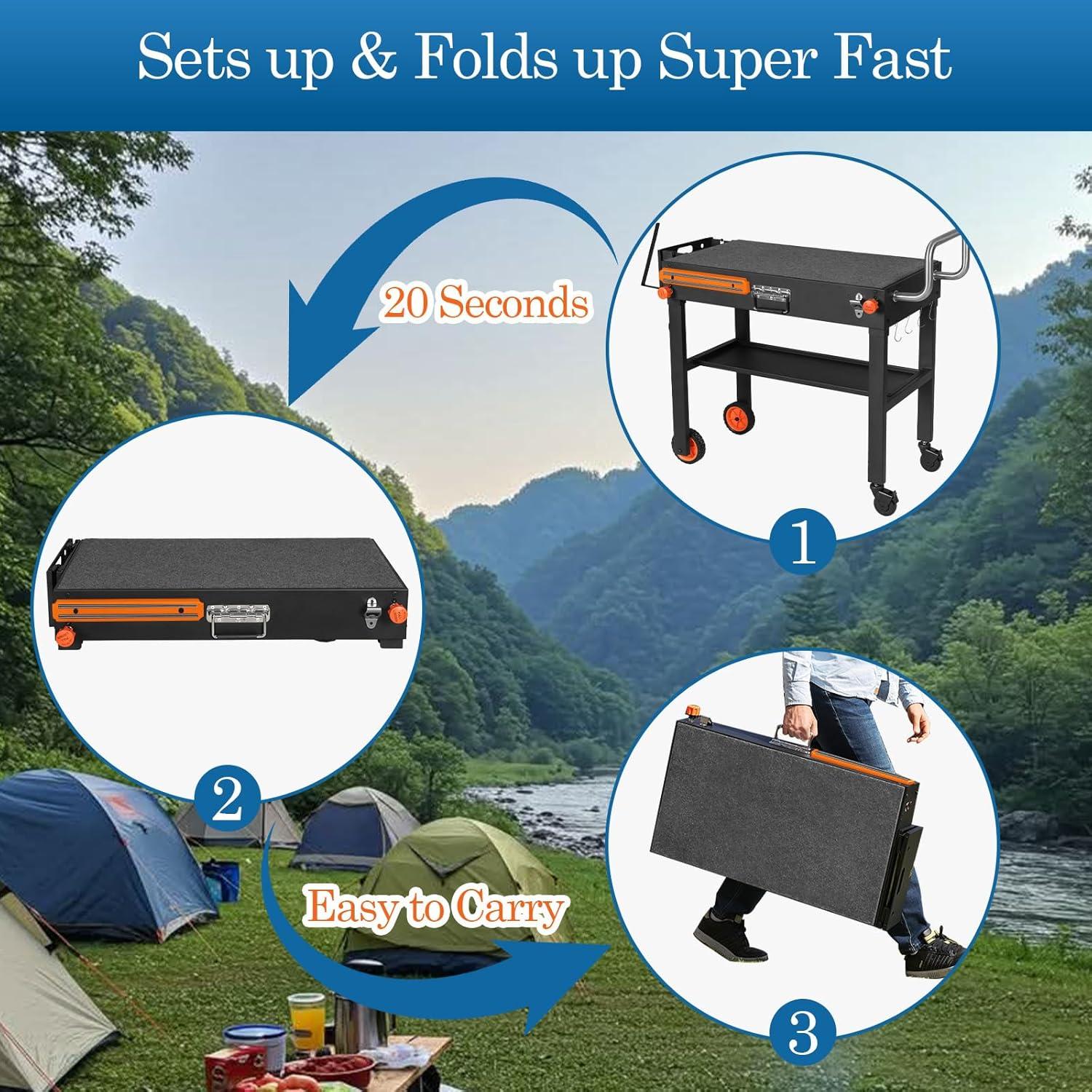 Carrito de Mesa Plegable para Parrilla EsFrondo YP 39A-001