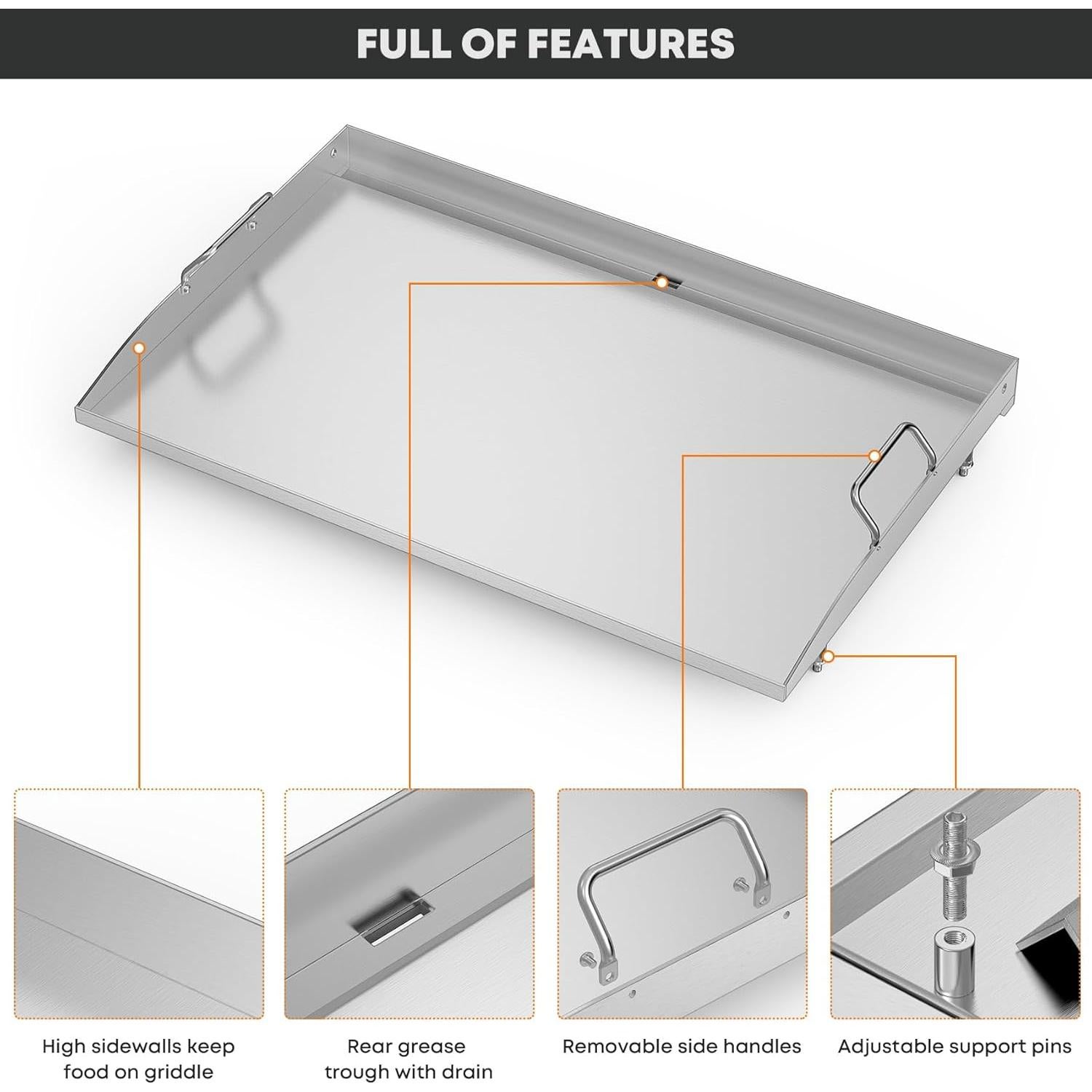Plancha de Acero Inoxidable Stanbroil 28" para Parrilla Blackstone