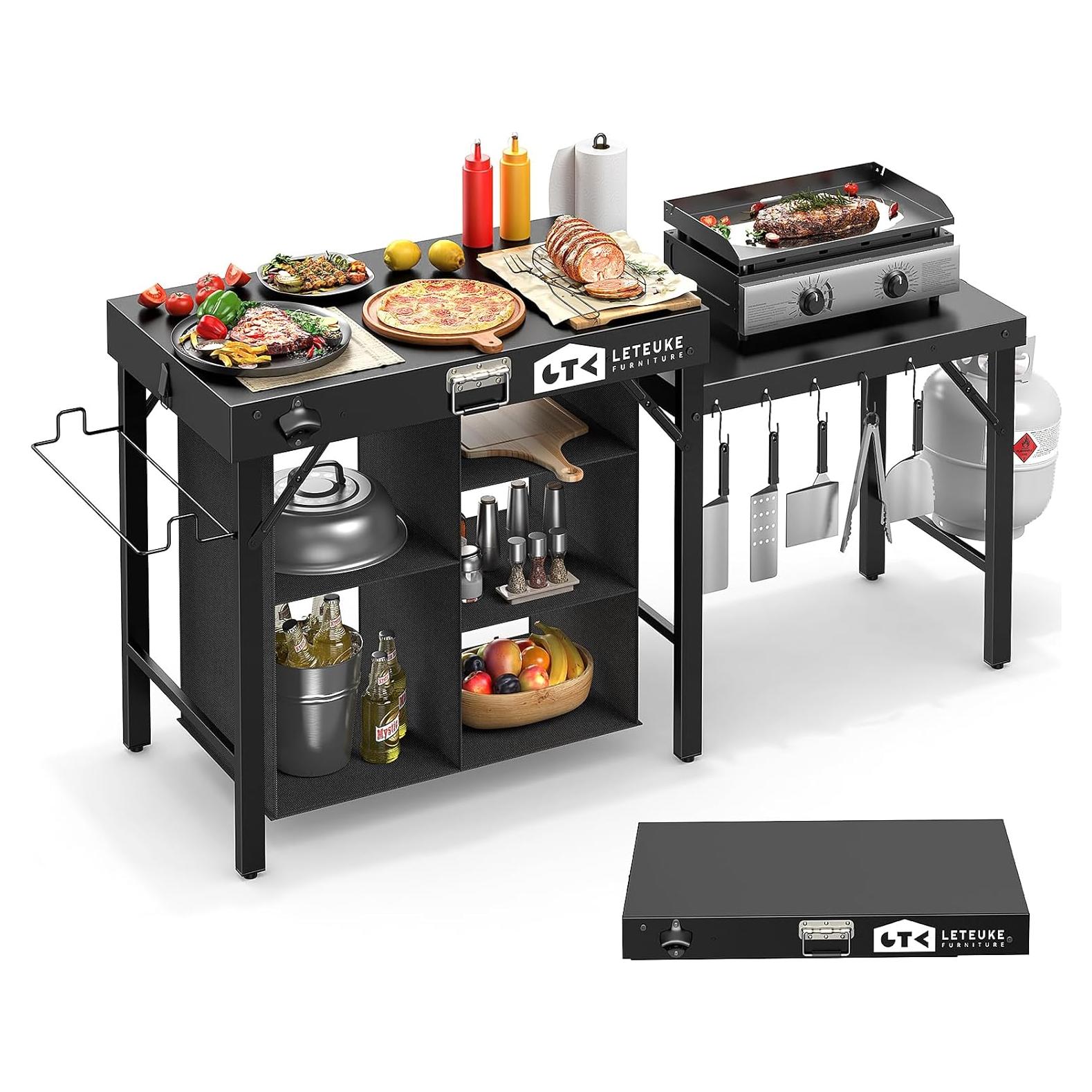 Mesa de Parrilla Plegable Leteuke 153.9x50.5cm para BBQ