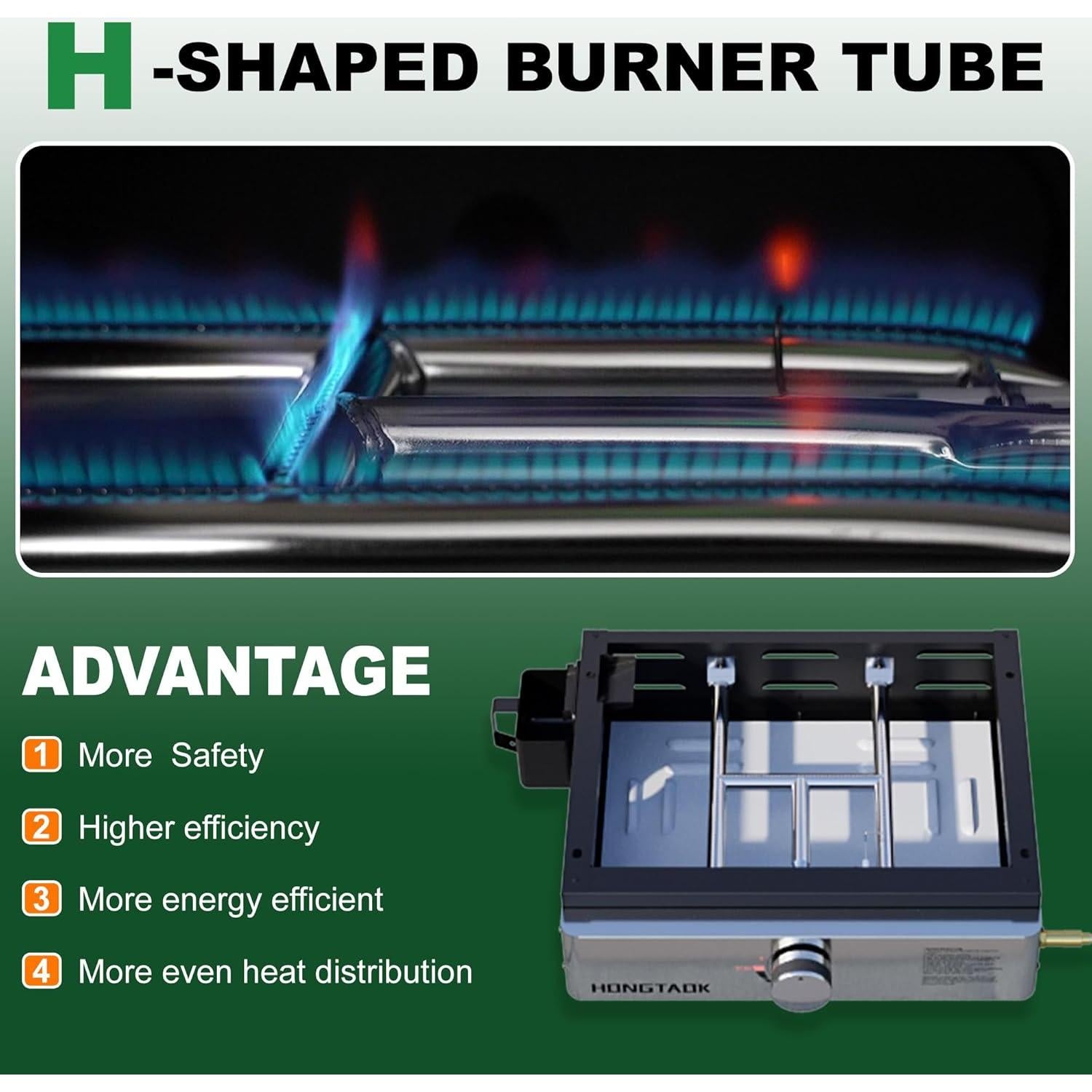 Parrilla de Gas Propano Portátil HongTaok 45.7x38.1cm con Tapa