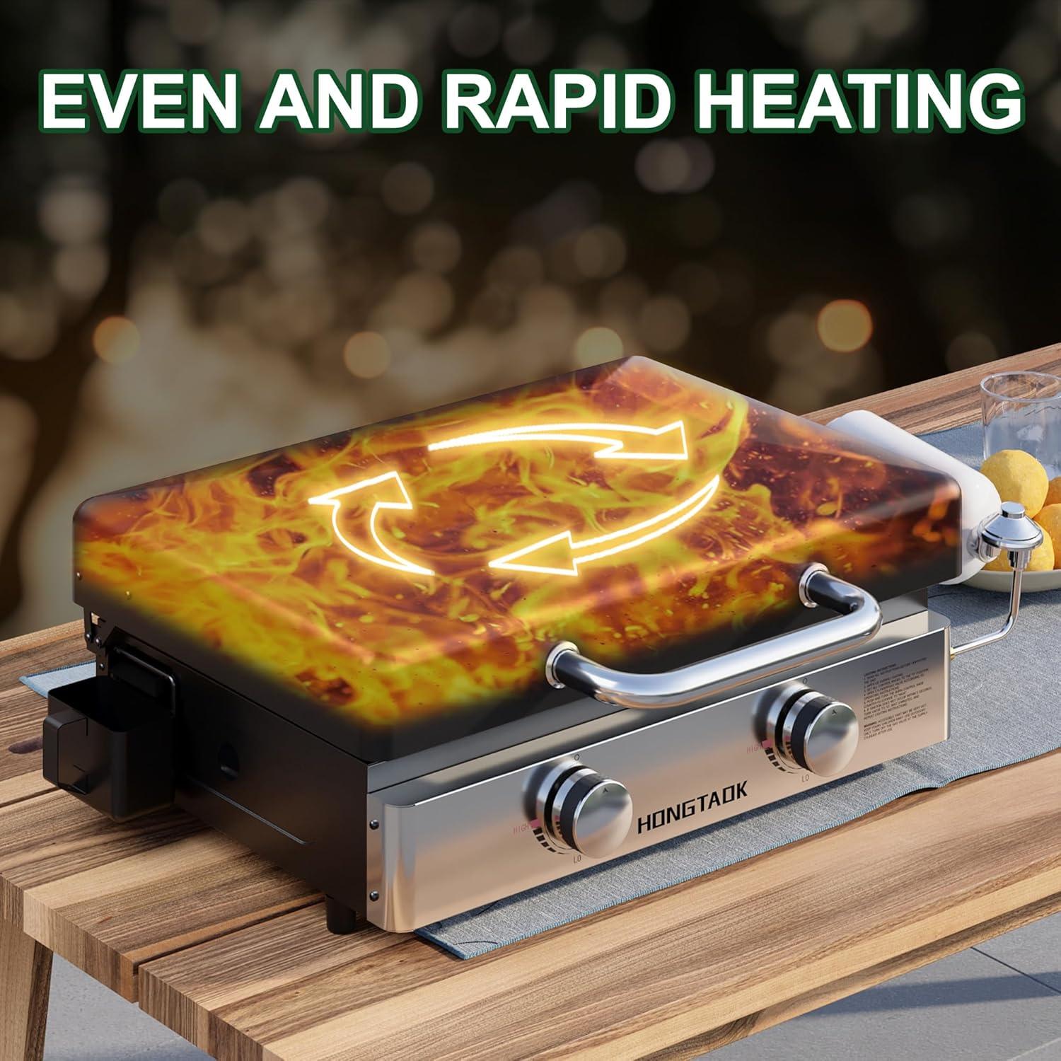 Parrilla de Gas Propano Portátil HongTaok 45.7x38.1cm con Tapa