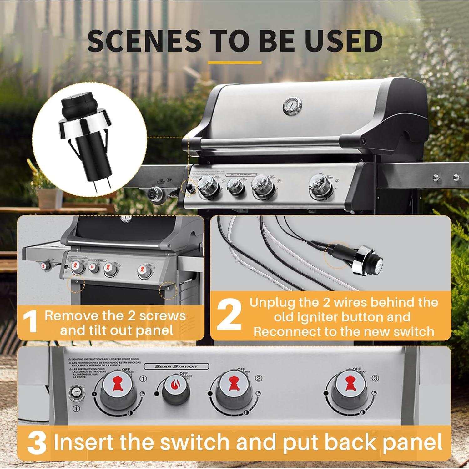 GS4 Igniter for Weber, GS4 Grill Igniter Switch Push Button Replacement Parts for Weber #66220 fit Weber GS4 Genesis II & Spirit II Gas Grills S310 E310 S-210 E-210