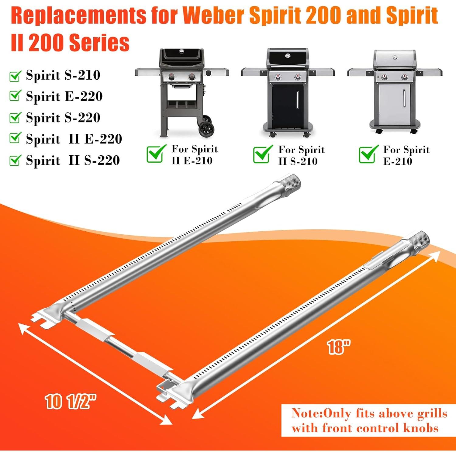 Quemador de Parrilla Hisencn 18" Acero Inoxidable para Weber Spirit 200