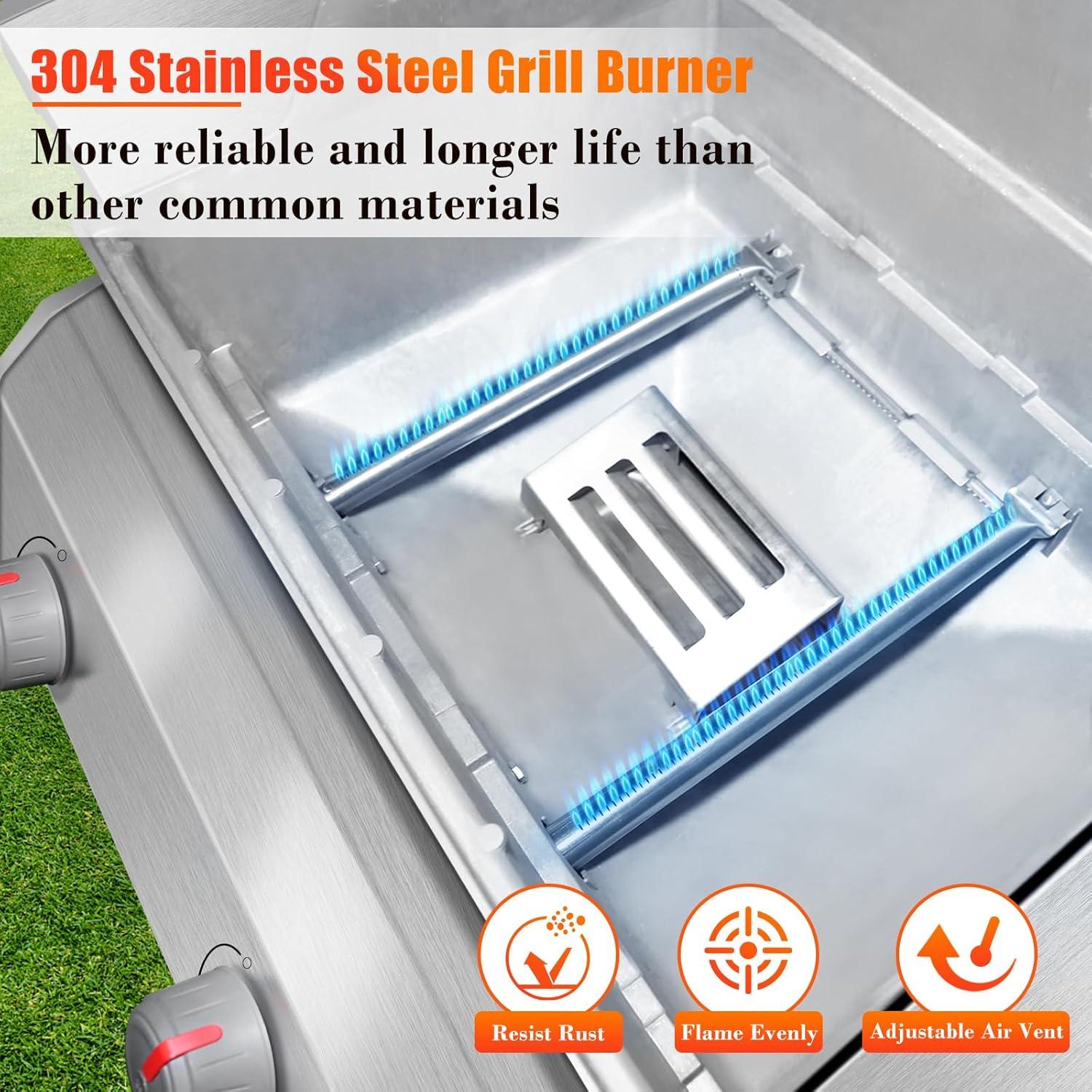 Quemador de Parrilla Hisencn 18" Acero Inoxidable para Weber Spirit 200