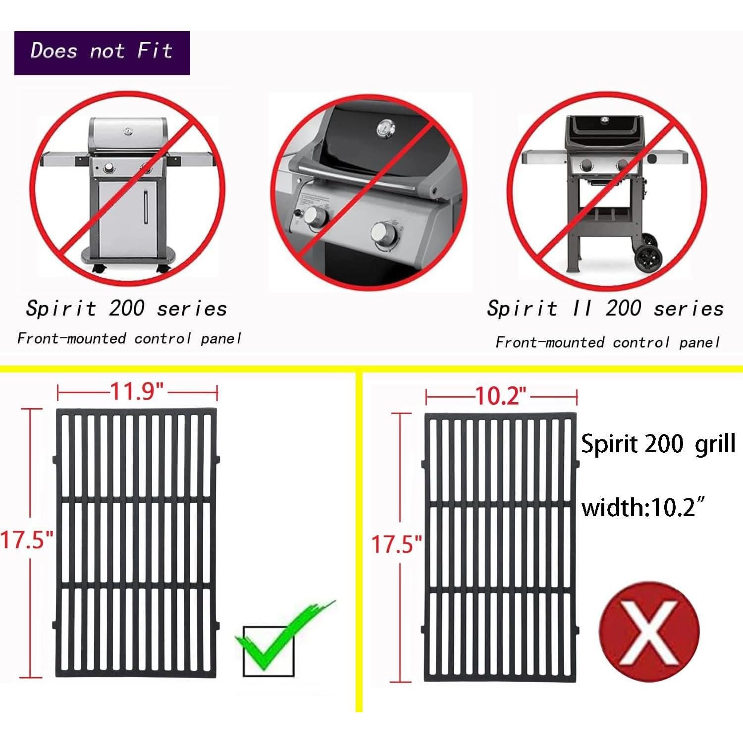 Rejillas de Parrilla Leship 44.5 cm para Weber Spirit 300
