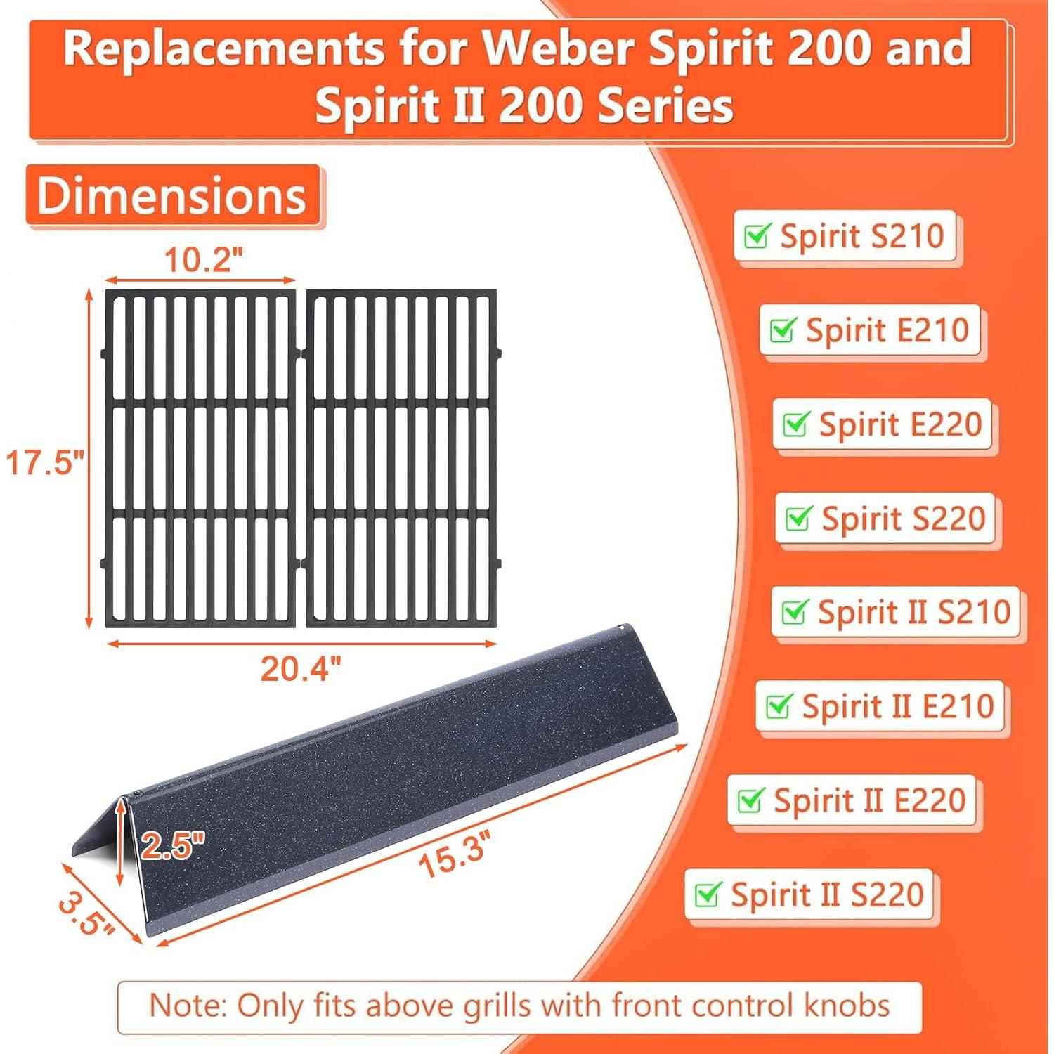 Reemplazo QuliMetal 7635 7637 para Parrillas Weber Spirit 200