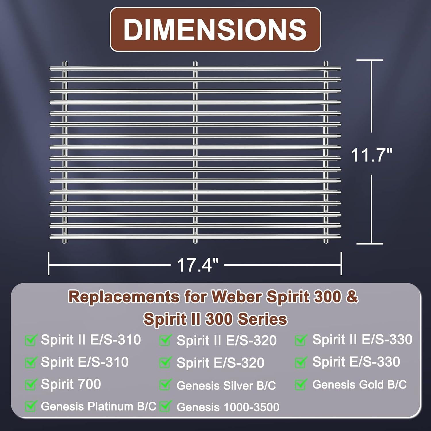 Rejillas de Parrilla QuliMetal SUS304 para Weber Spirit 300