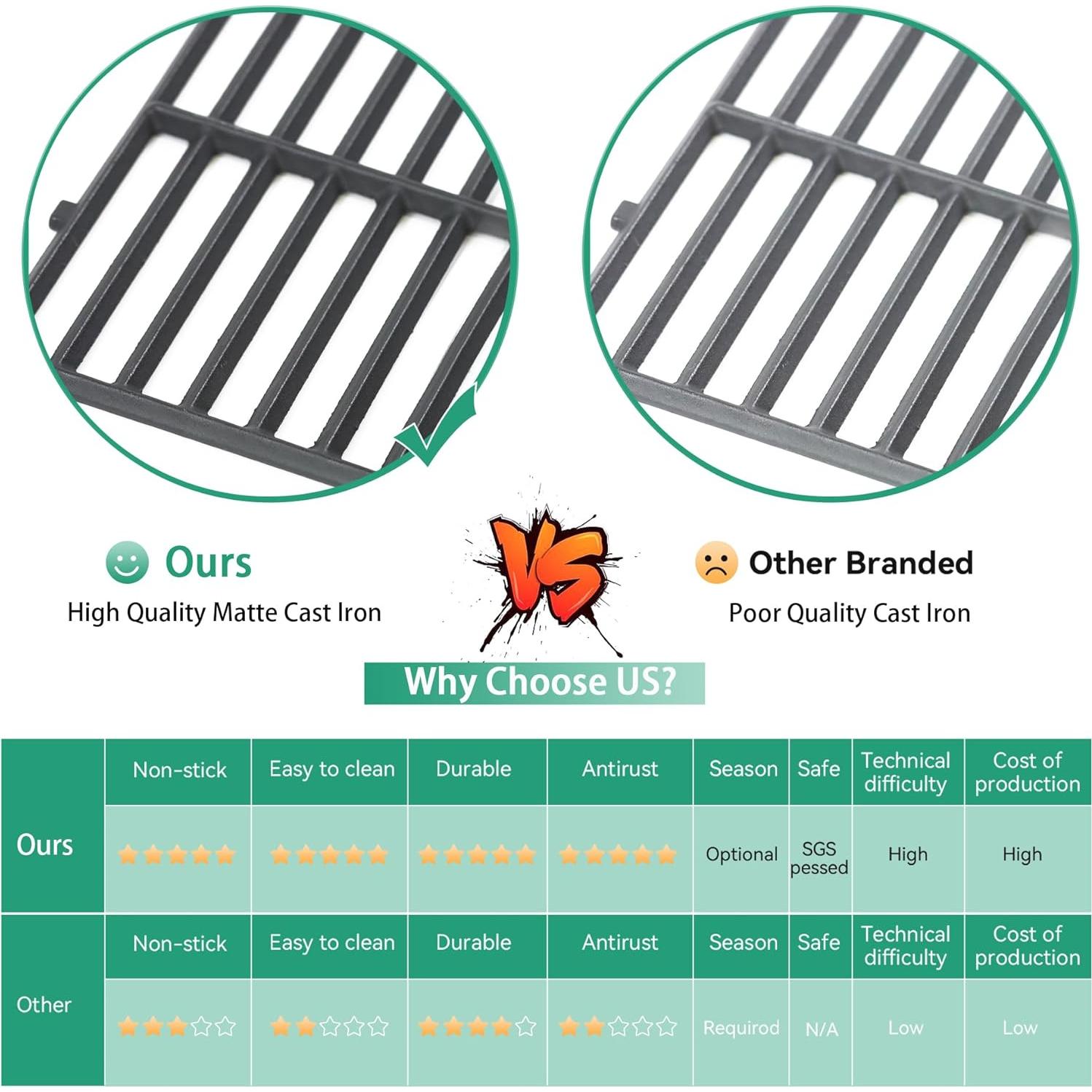 Rejillas de cocina Weber Spirit E-210 7637, hierro fundido, 2 piezas