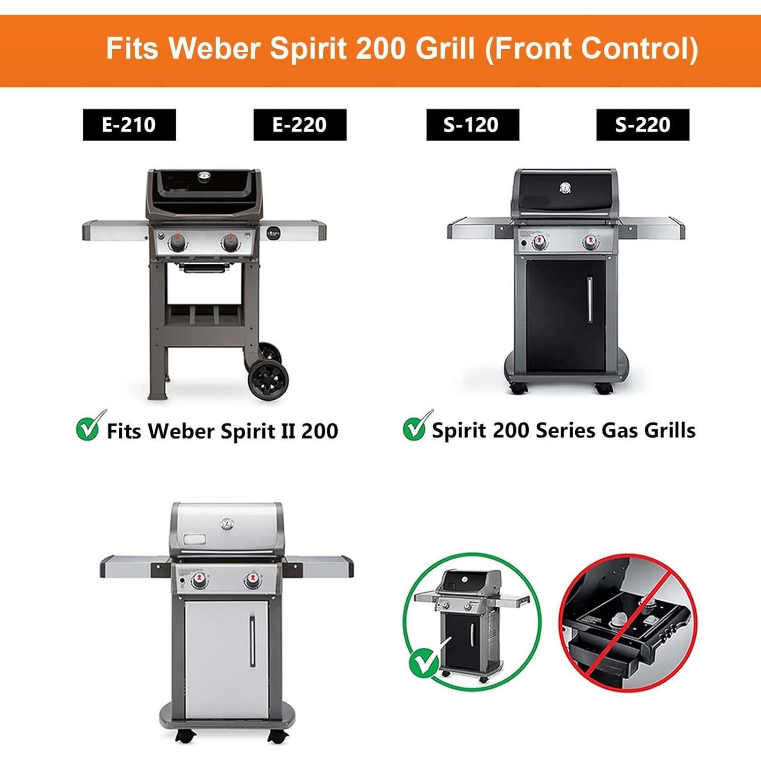 Rejillas de Parrilla Burly Grill 7637 para Weber Spirit 200