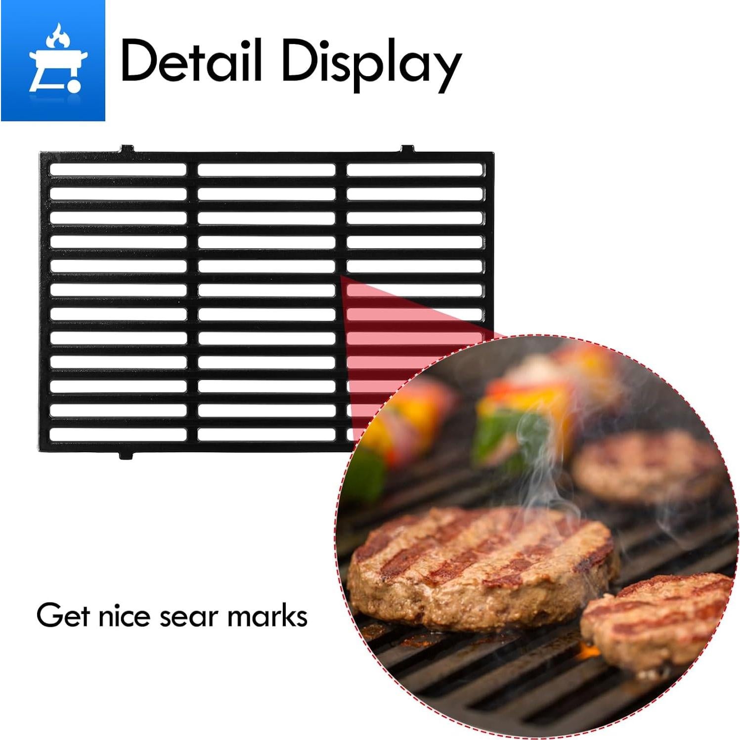 Rejillas de Parrilla de Hierro Fundido Grillflame 7638 para Weber Spirit 300