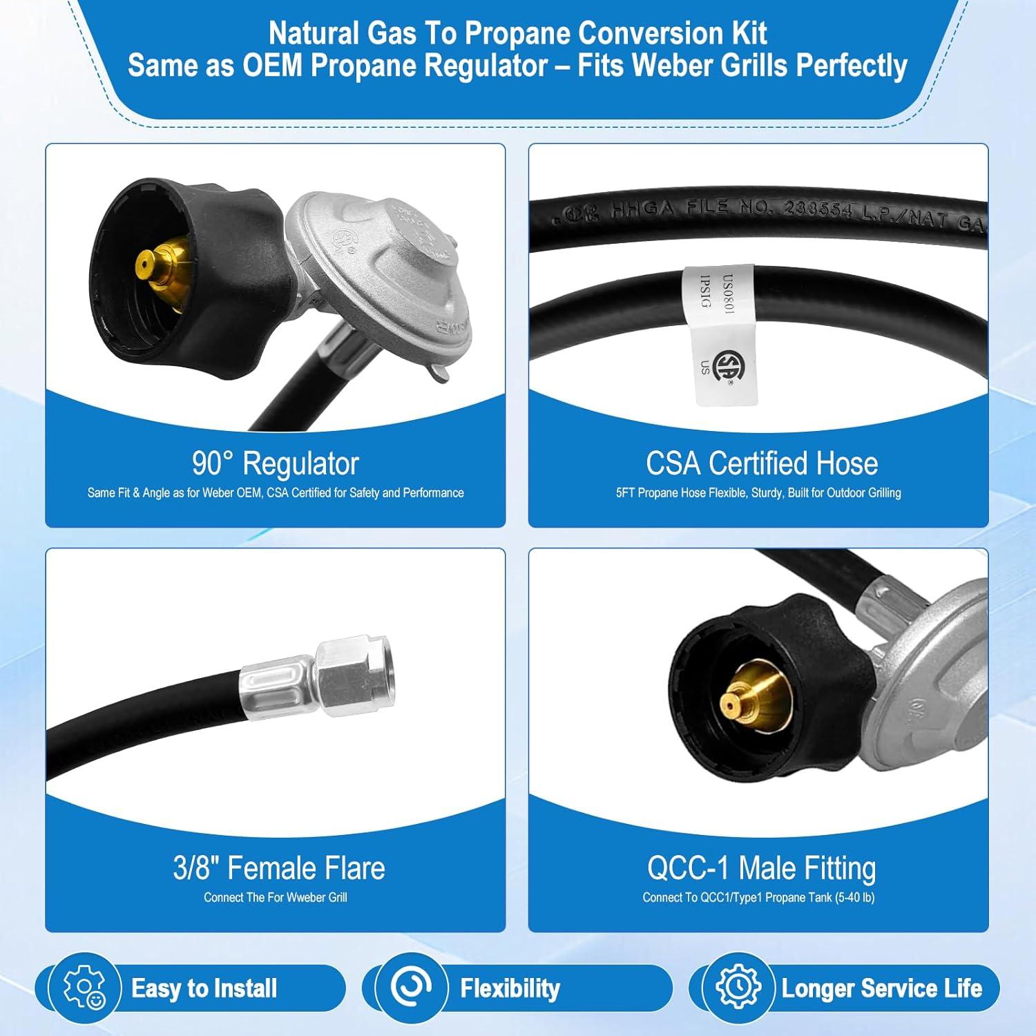 Kit de Conversión Gas Natural a Propano FJXBYWM para Parrillas Weber