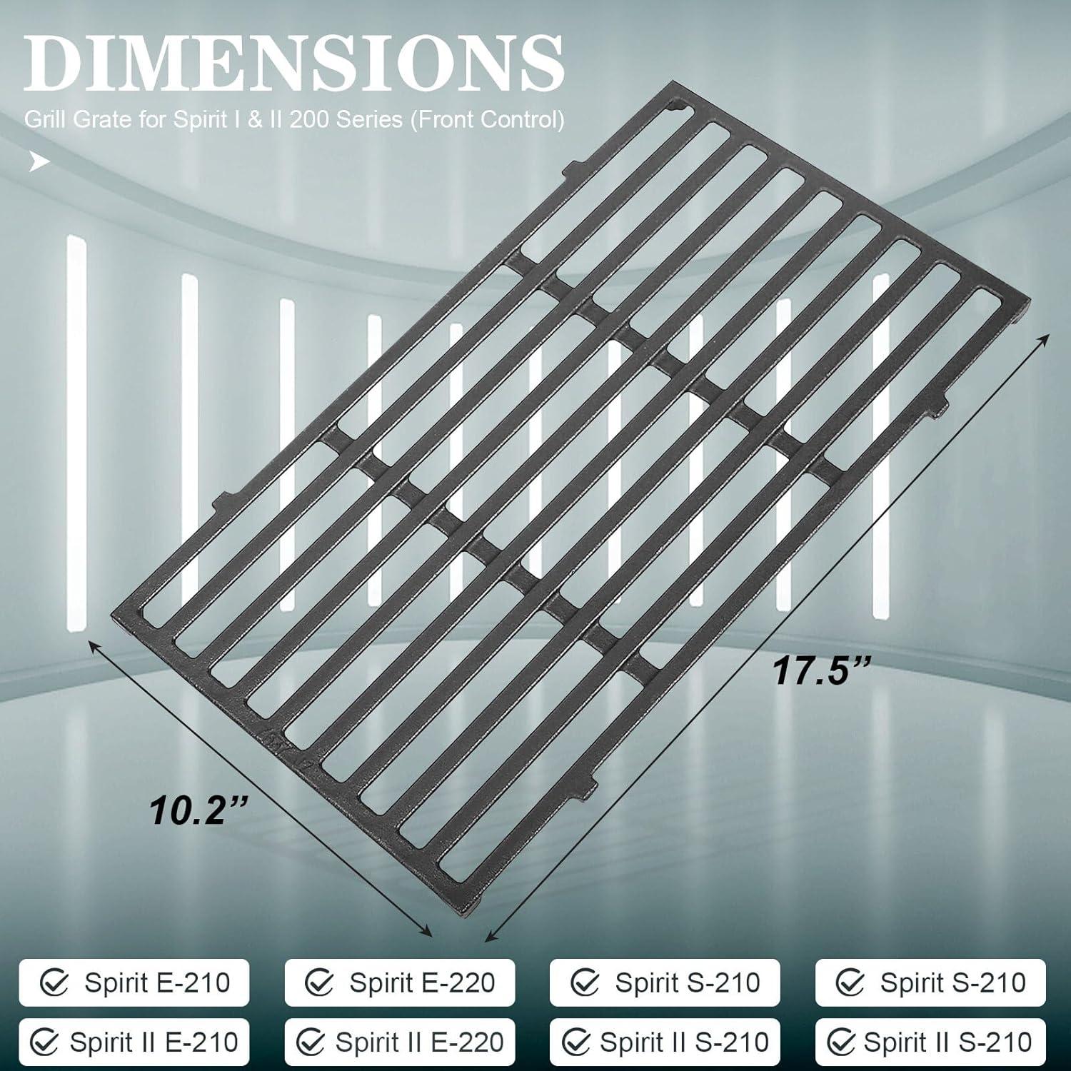 Parrillas de hierro fundido Utheer 44.45 cm para Weber Spirit