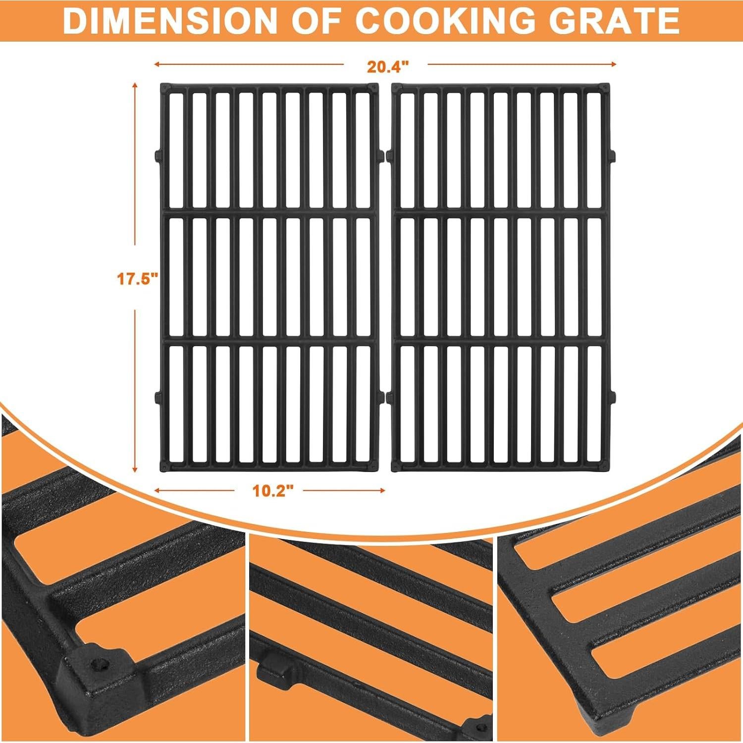 Rejillas de Parrilla de Hierro Fundido PETKAO 7637 para Weber Spirit II