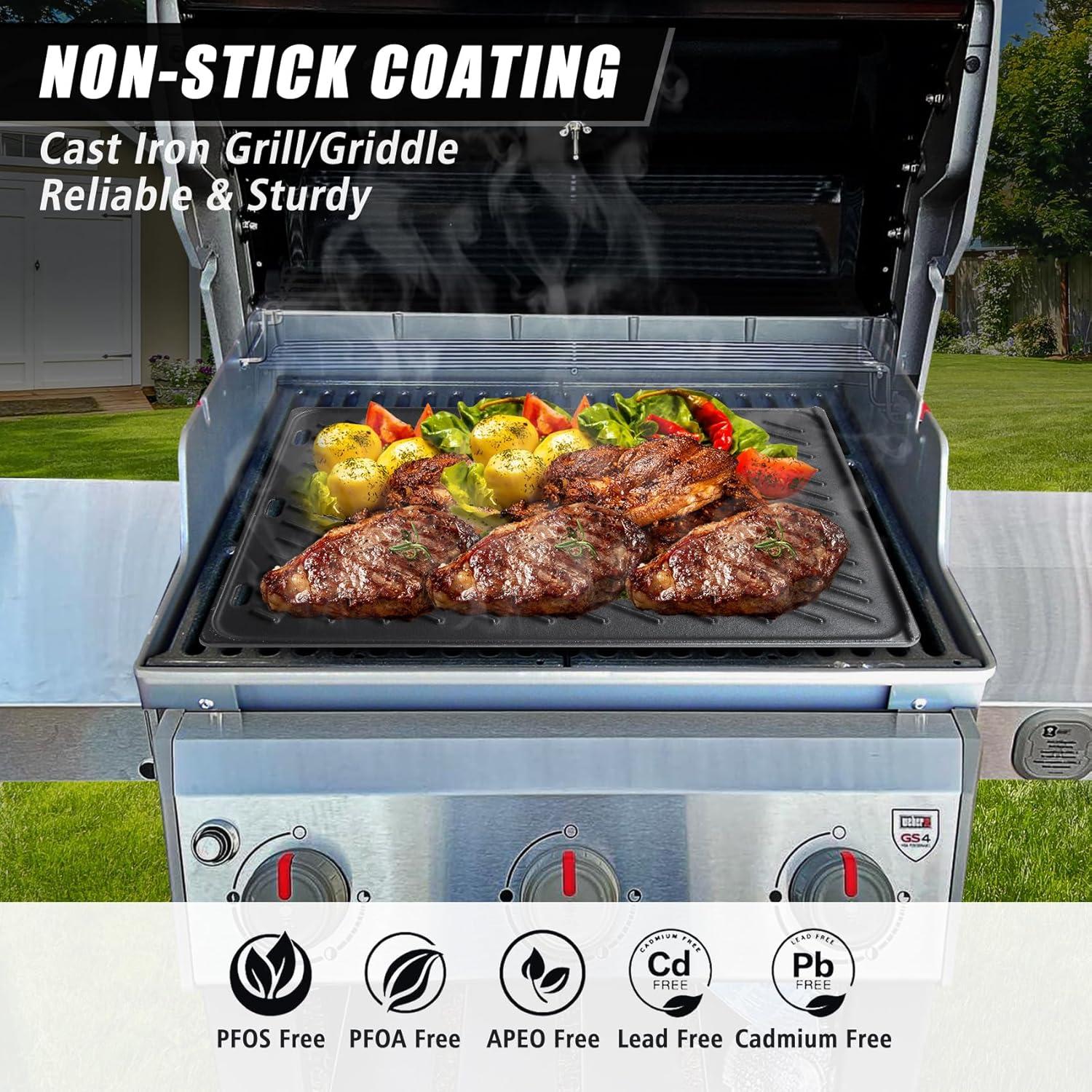 Plancha de Hierro Fundido Reversible SafBbcue para Parrilla Weber 7637