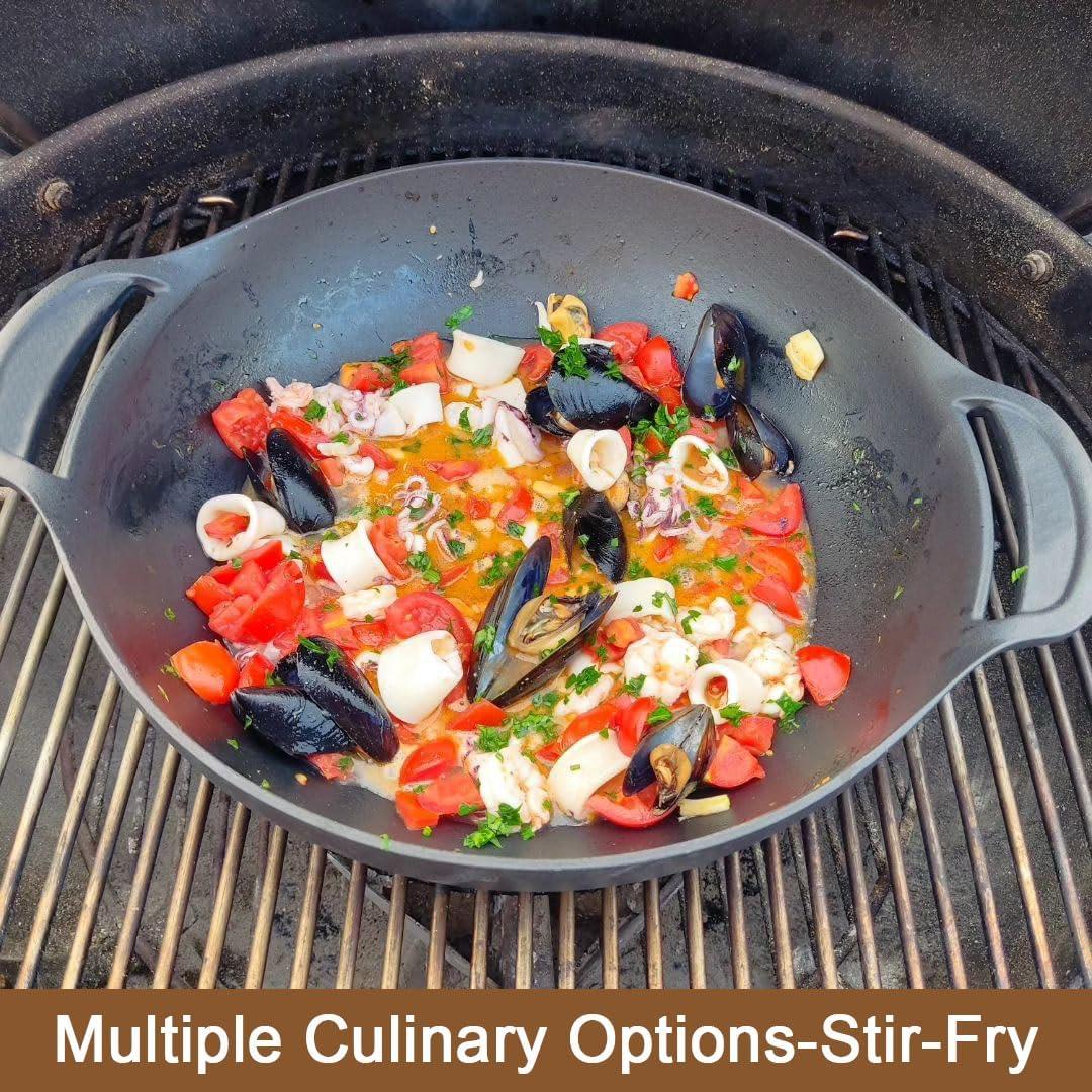 Cast Iron Grill Wok for Weber Gourmet BBQ System,Spirit I/II 200 300 SER,Genesis II E-310/LX S-440,Summit Series Cooking Grate,Outdoor Barbeque Accessories for Weber 7425