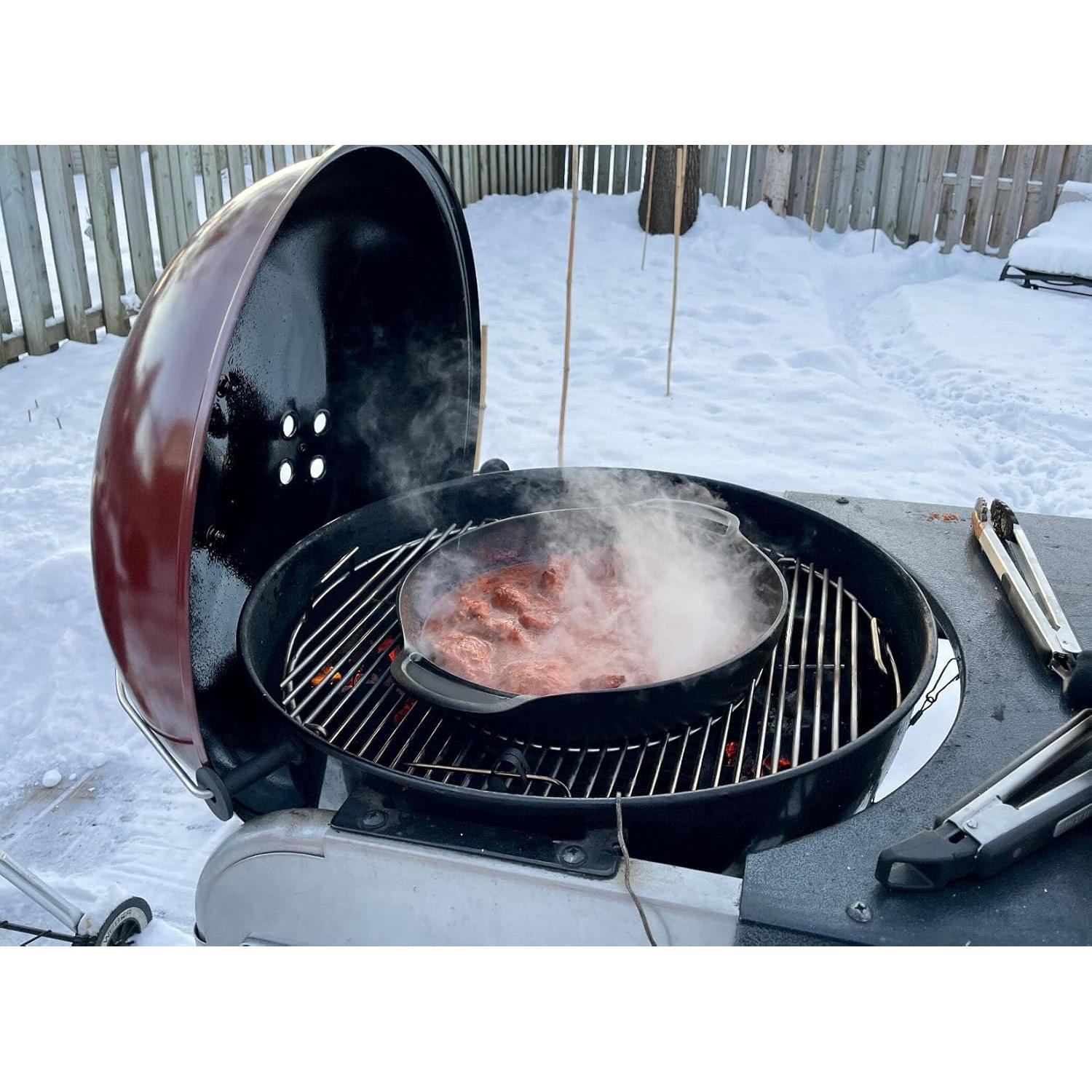 Cast Iron Grill Wok for Weber Gourmet BBQ System,Spirit I/II 200 300 SER,Genesis II E-310/LX S-440,Summit Series Cooking Grate,Outdoor Barbeque Accessories for Weber 7425