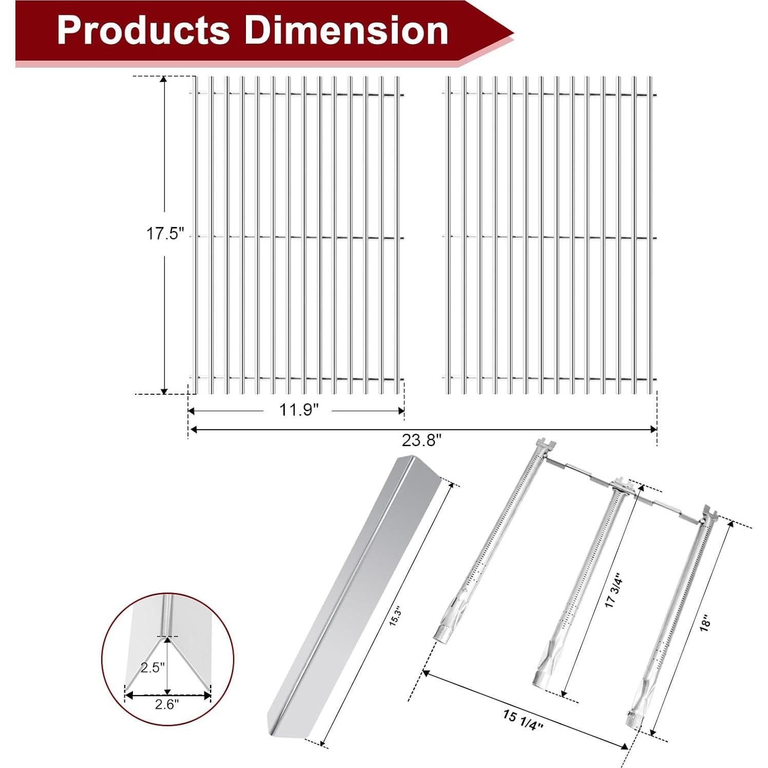 Piezas de Parrilla Weber Spirit 300 - 2 Rejillas + 5 Barras SS