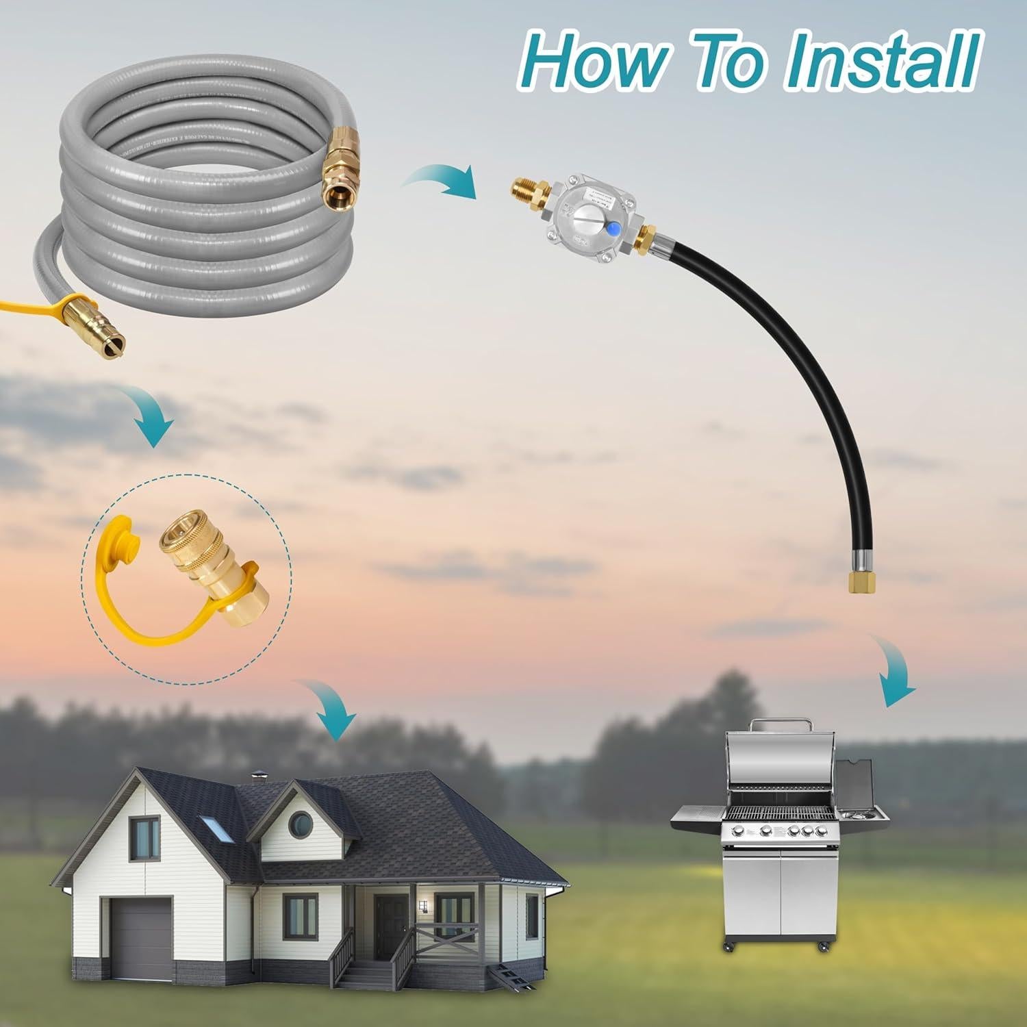 Kit de Conversión de Propano a Gas Natural 10FT Dingbaayee