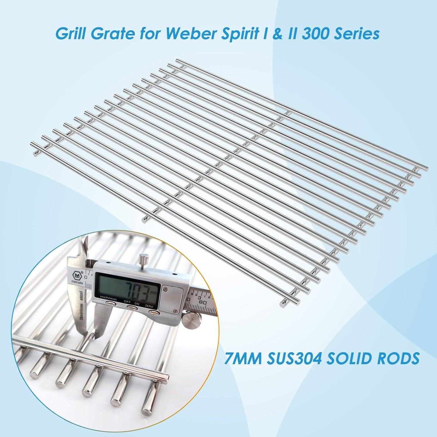 Rejillas de Parrilla Weber Spirit 300 7639 Acero Inoxidable 2-Pack
