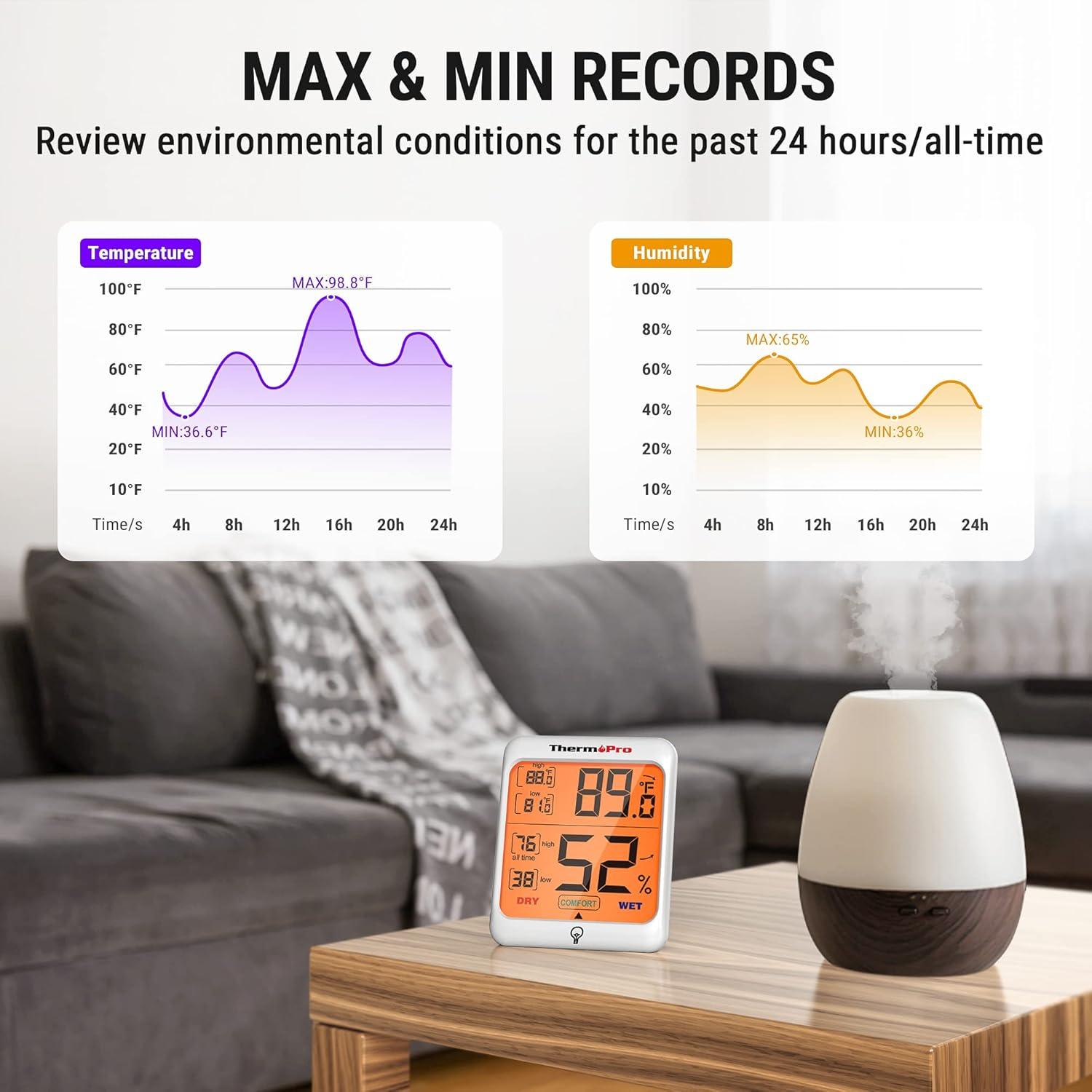 Higrómetro Digital ThermoPro TP53 - 2 Pack, Termómetro Interior