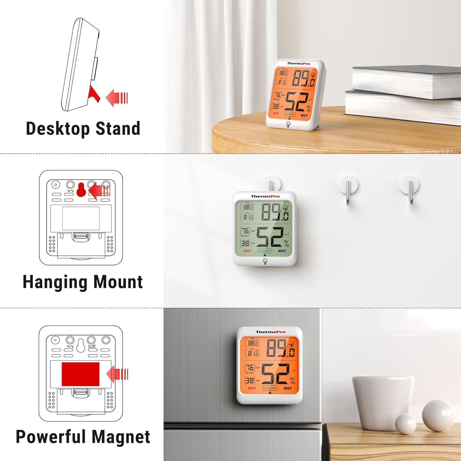 Higrómetro Digital ThermoPro TP53 - 2 Pack, Termómetro Interior