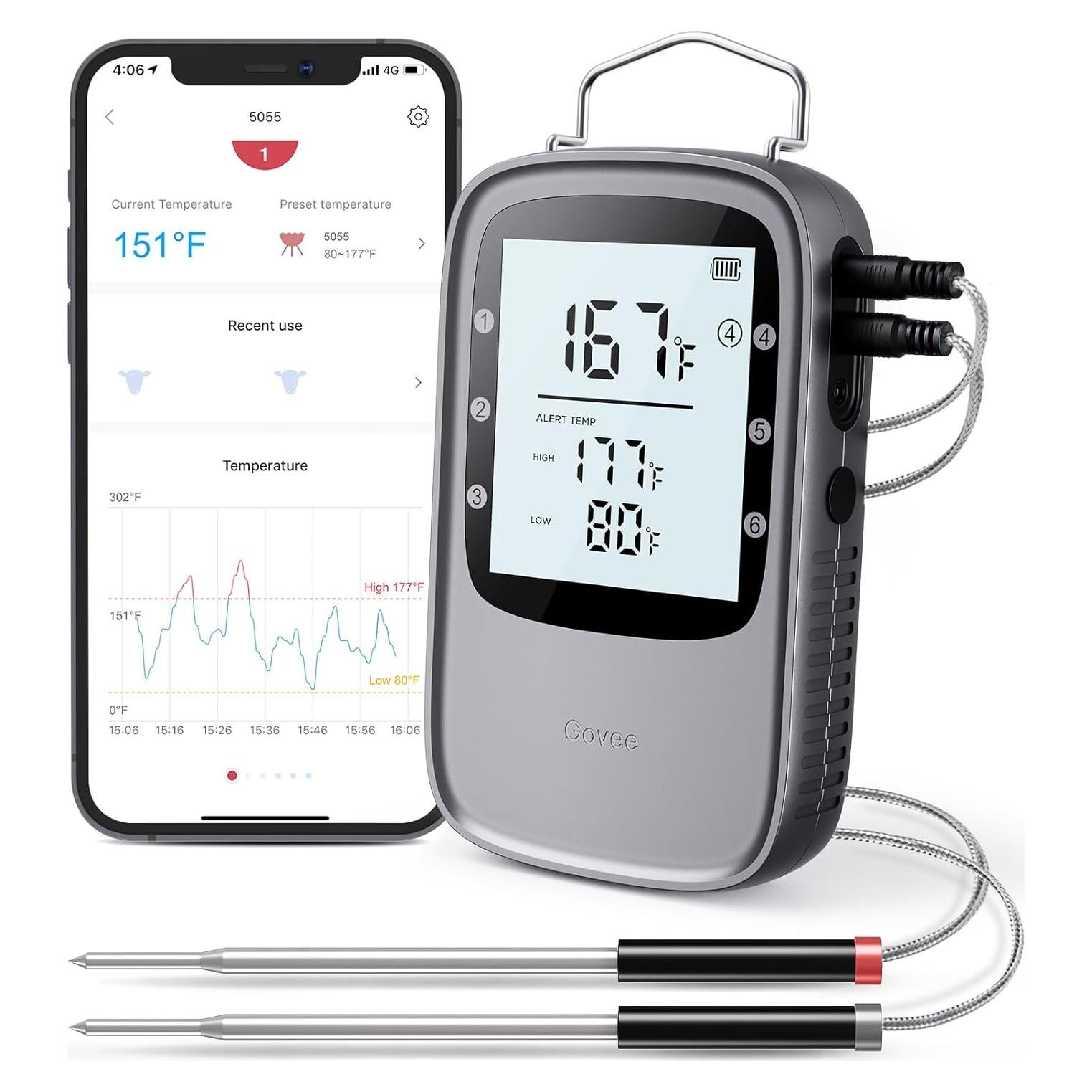 Termómetro de Carne Bluetooth Govee H5055 con 2 Probetas