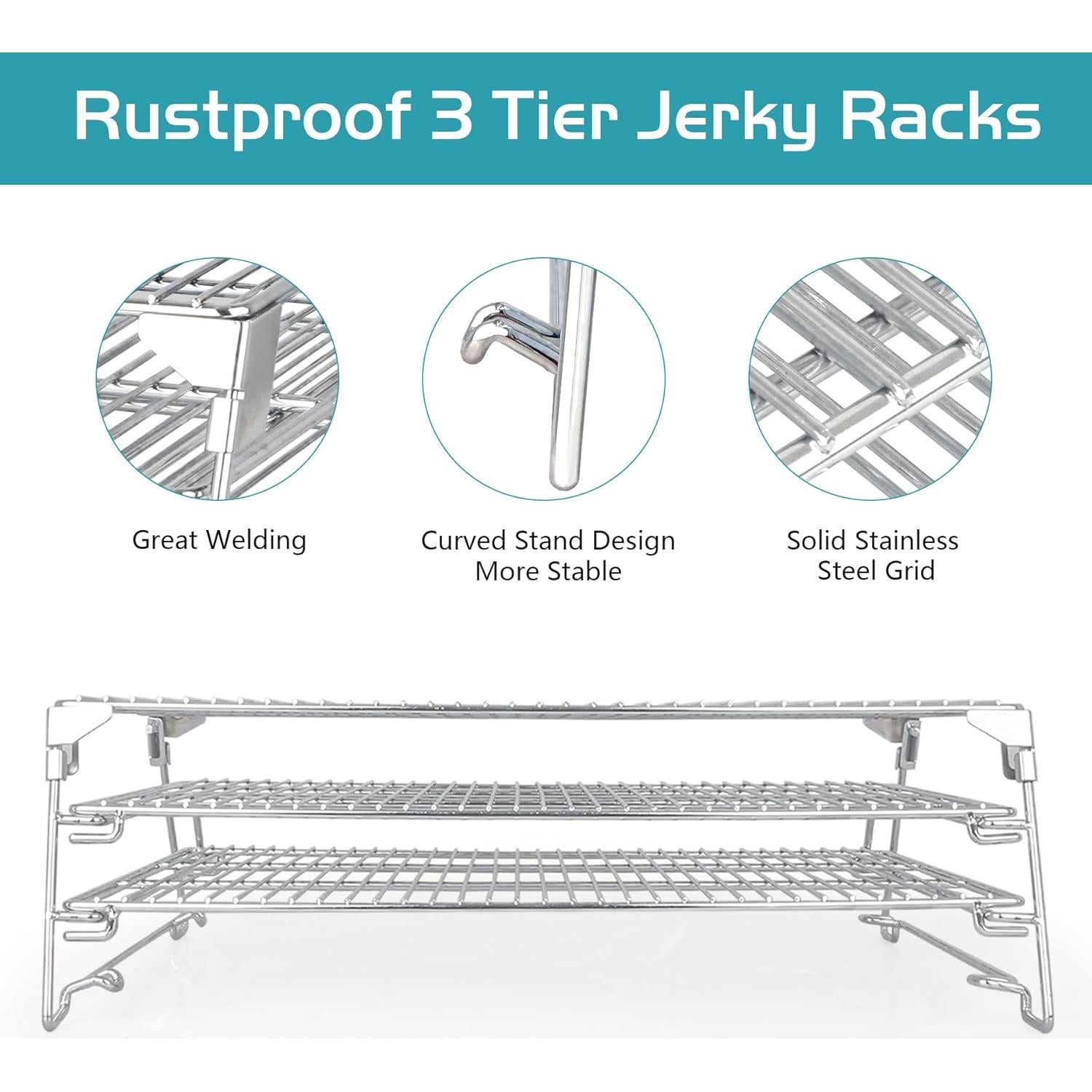 Estante de Jerky Unidanho 3 Niveles Acero Inoxidable 54.6x44.2 cm