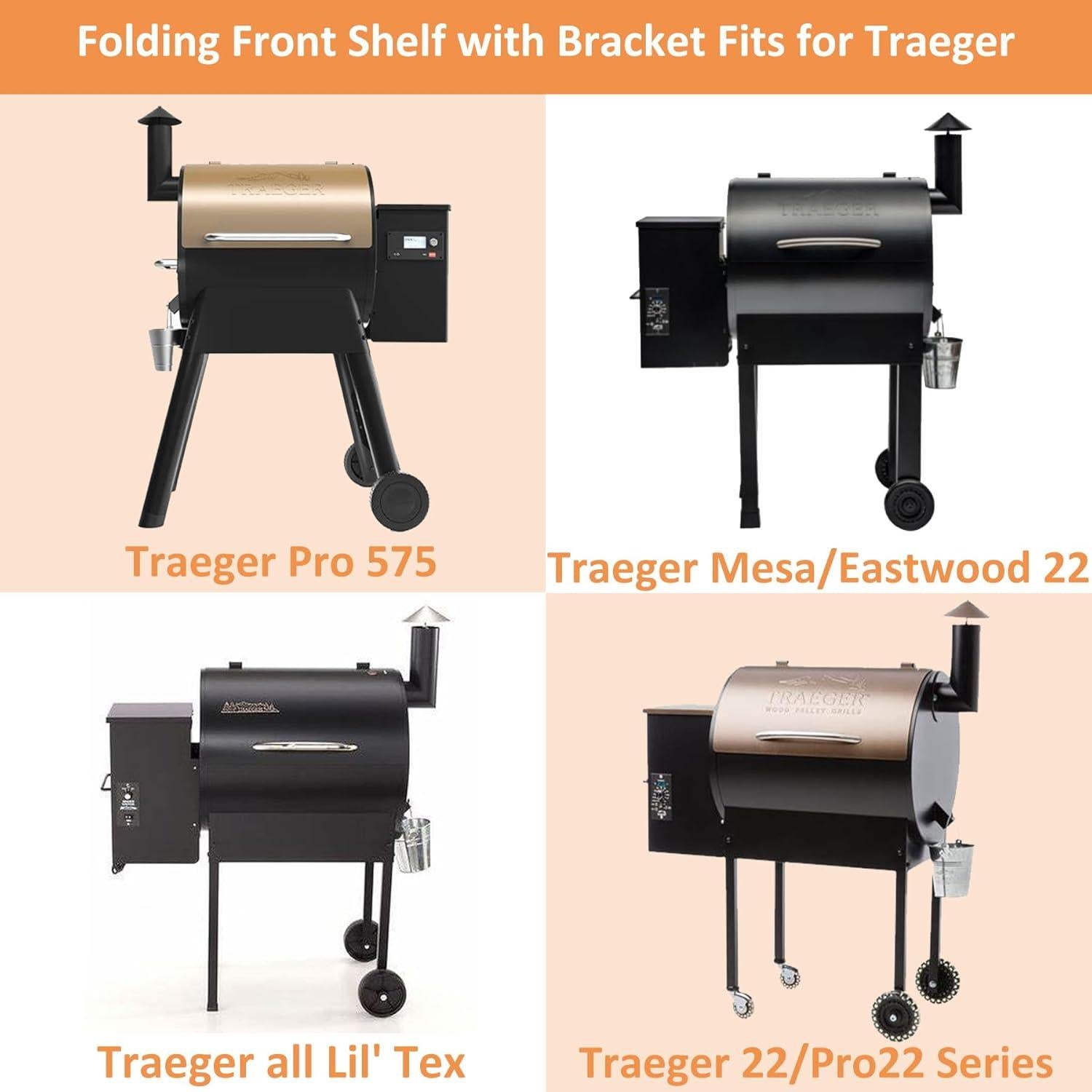 Estante Frontal Plegable AJinTeby para Parrillas Traeger 63.5x30.5cm