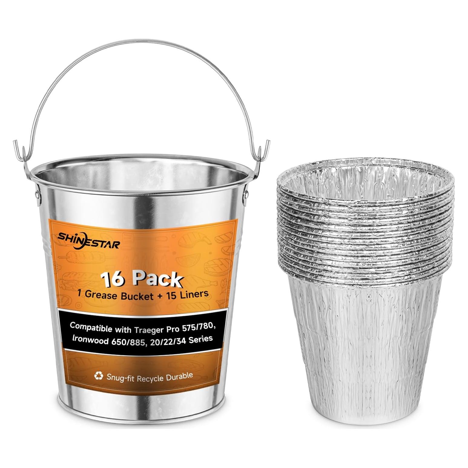 Cubo de Goteo y Forros SHINESTAR 16-Pack para Traeger