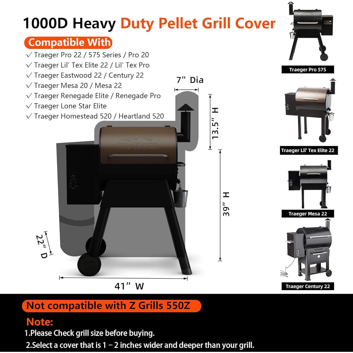 Cubierta para Parrilla GuardKove 1000D Impermeable Traeger Pro 22