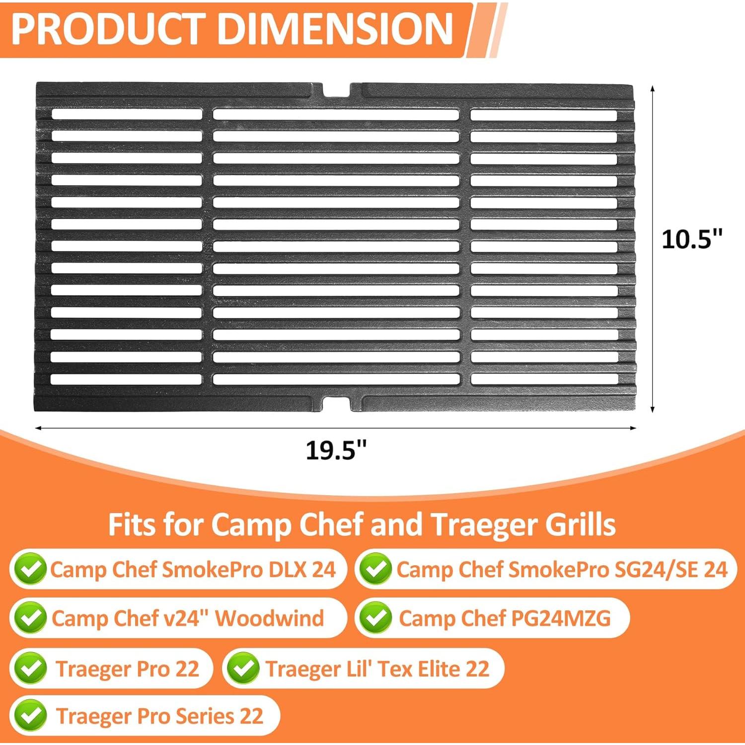 Rejilla de Cocina Hierro Fundido Camp Chef 2 Piezas 26.67x49.53cm