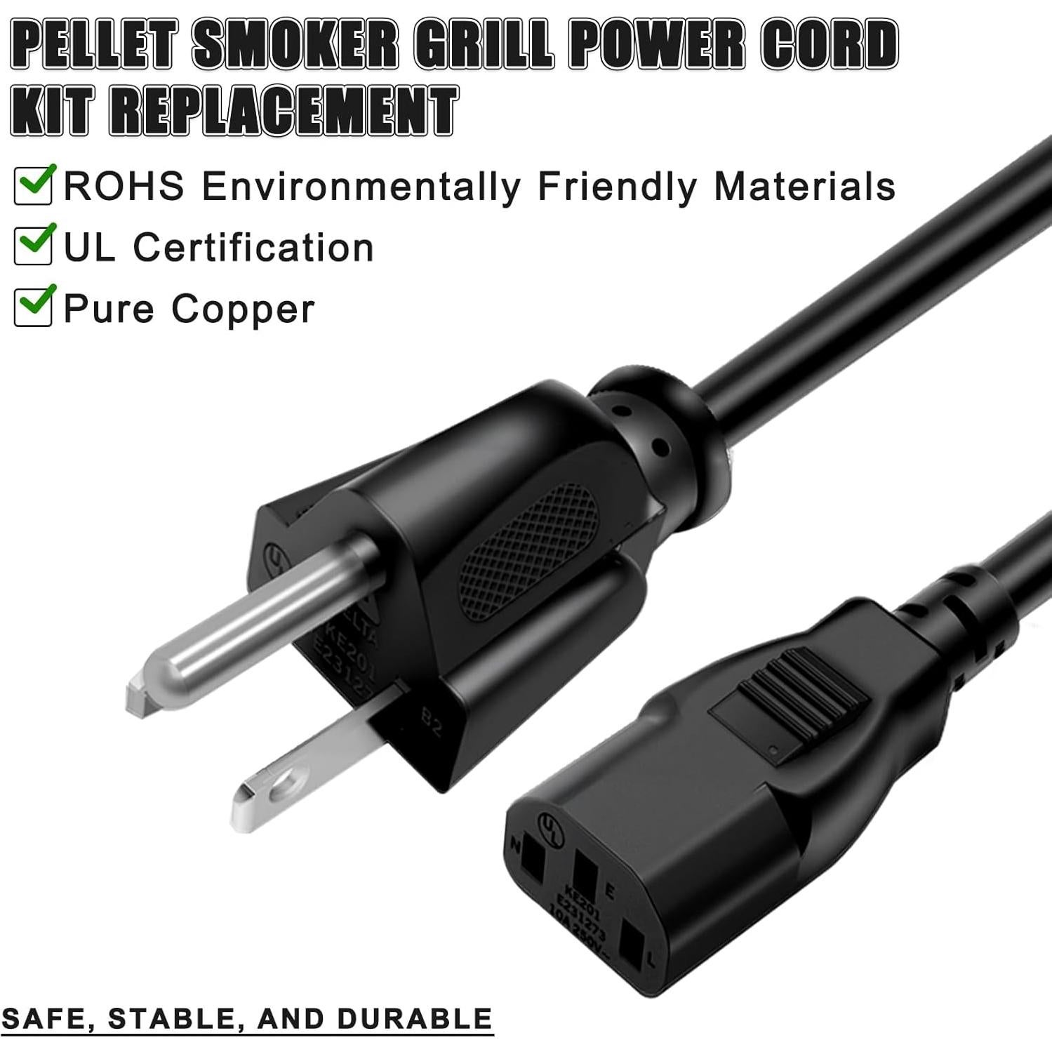 Cable de Alimentación para Parrilla de Humo de Pellet 1.83m Ethanberg